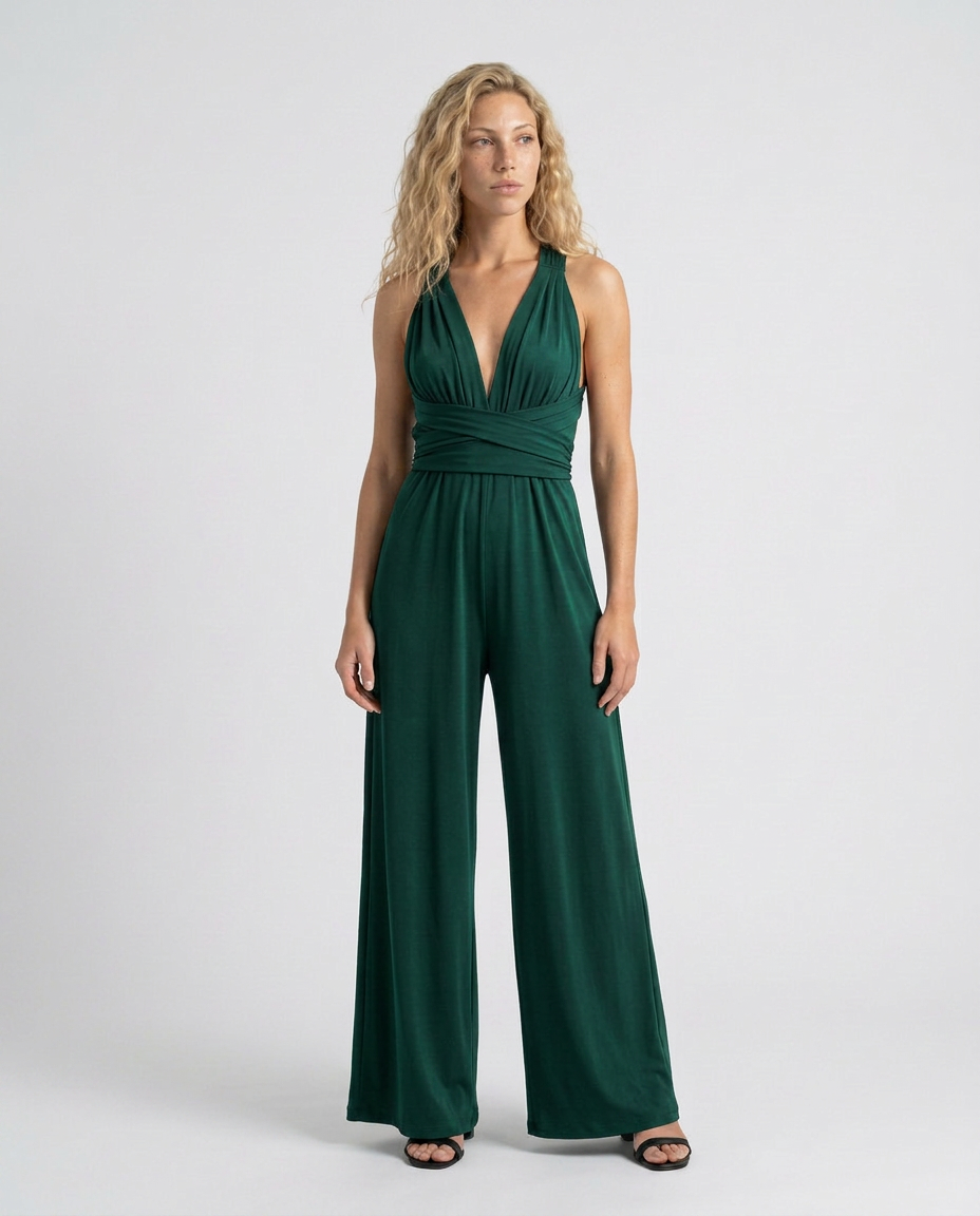 Keri | Satin-Style Jumpsuit with Halter Neck Detail