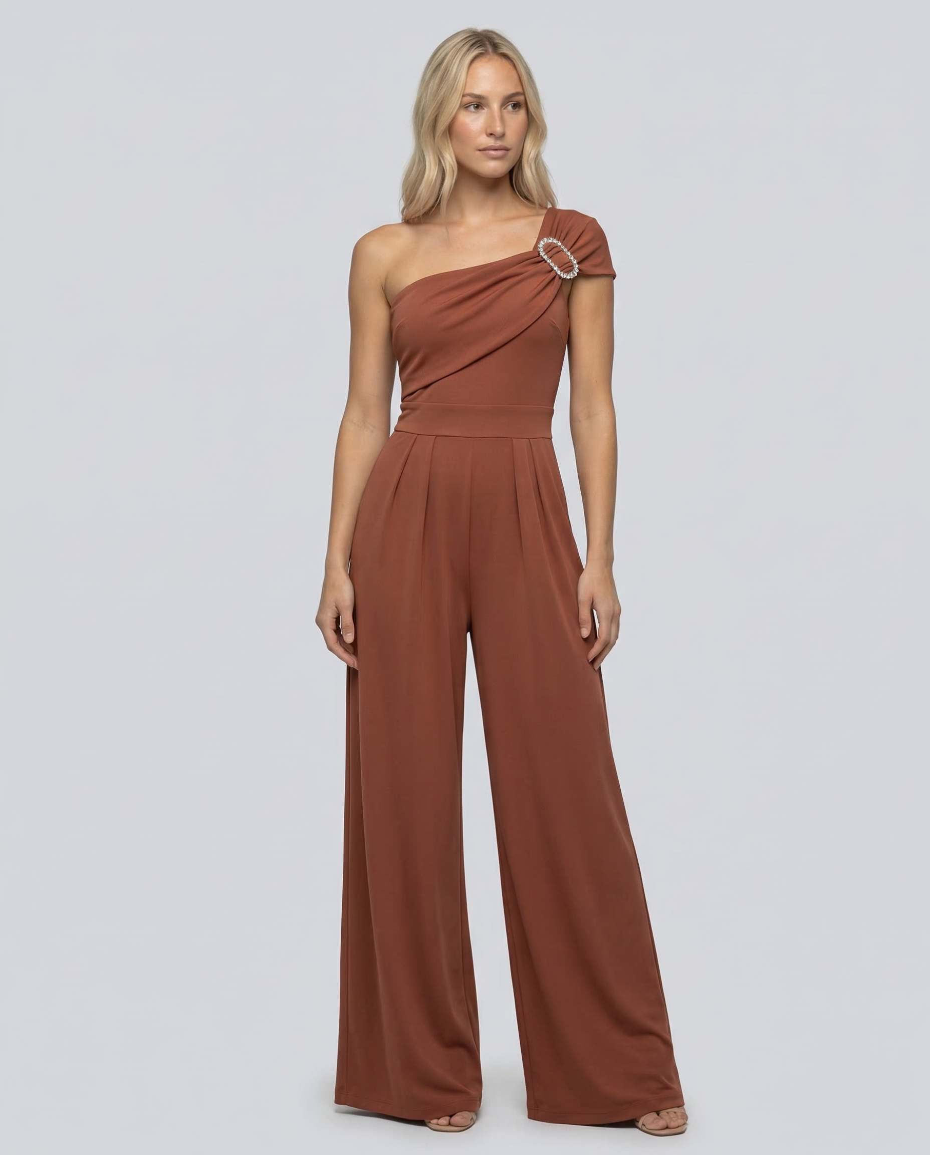 Mila | One-Shoulder Buckle Wide-Leg Jumpsuit