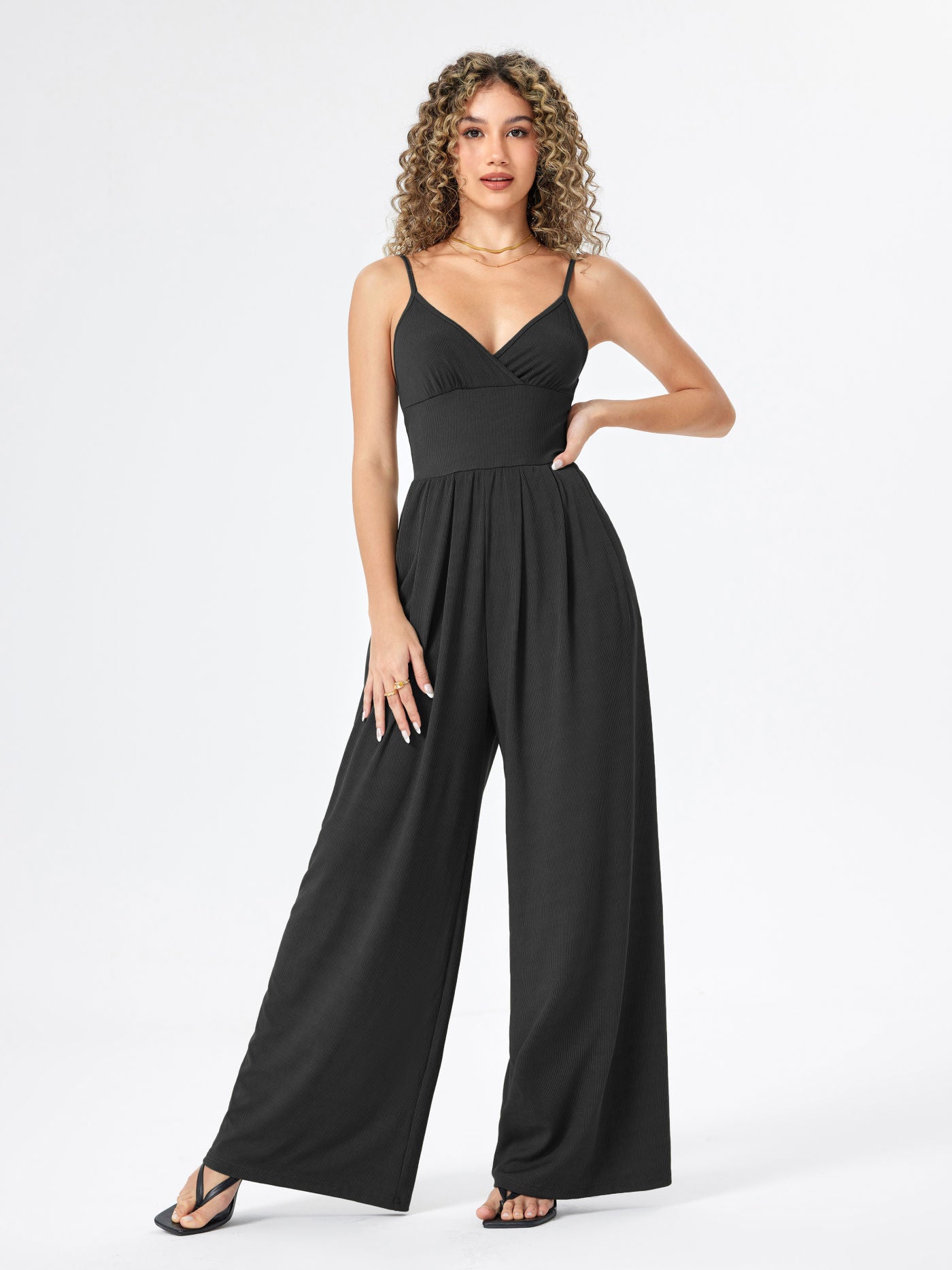 Jasmine | V-neck Cami Wide Leg Jumpsuit