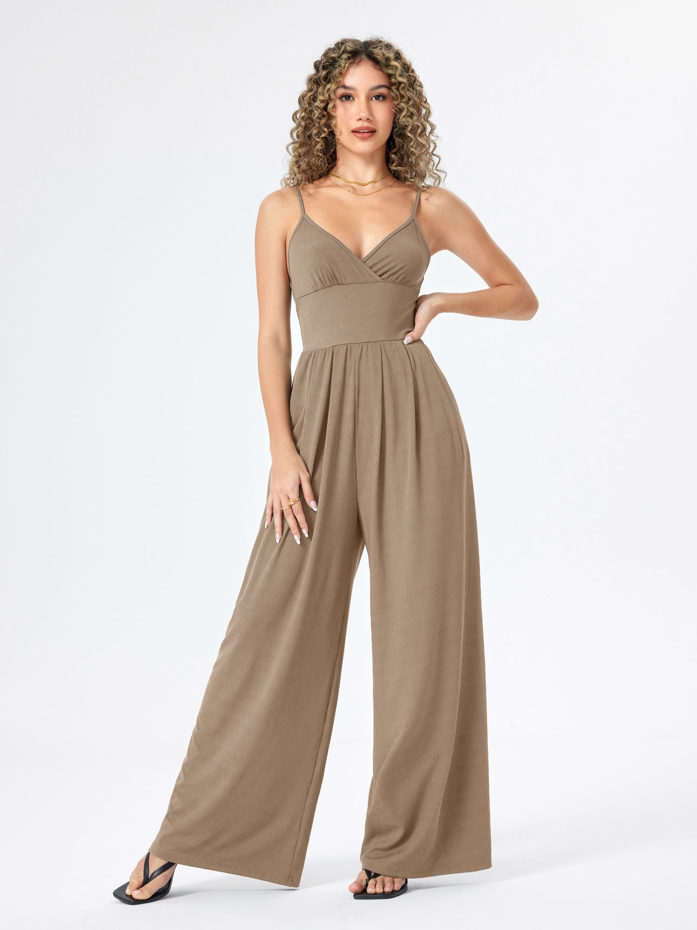 Jasmine | V-neck Cami Wide Leg Jumpsuit