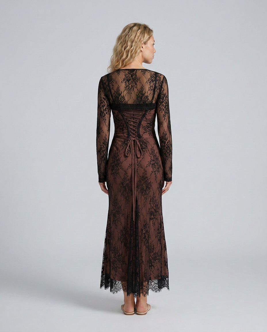 Livilla | Long Lace Wedding Guest Maxi Dress