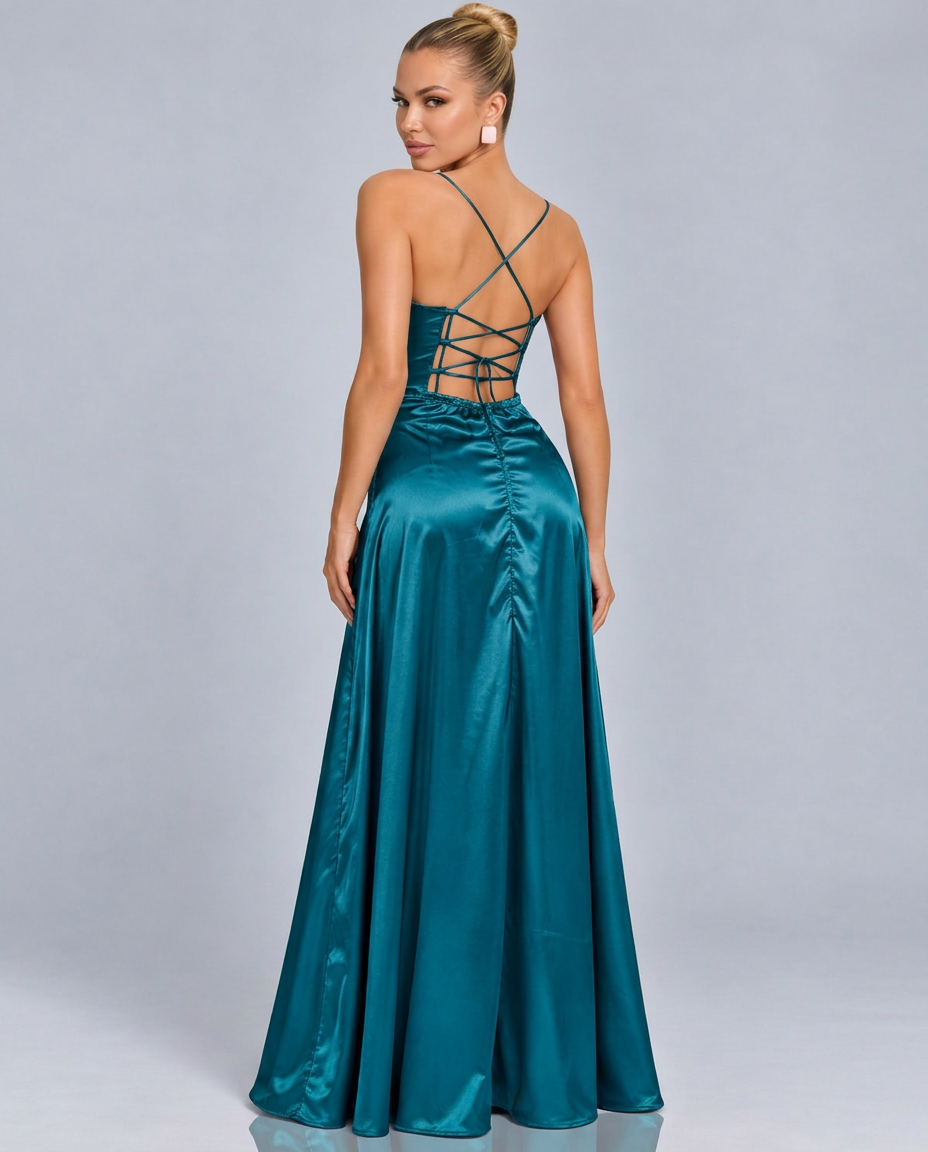 Tatum | Spaghetti Strap High Slit Evening Maxi Dress