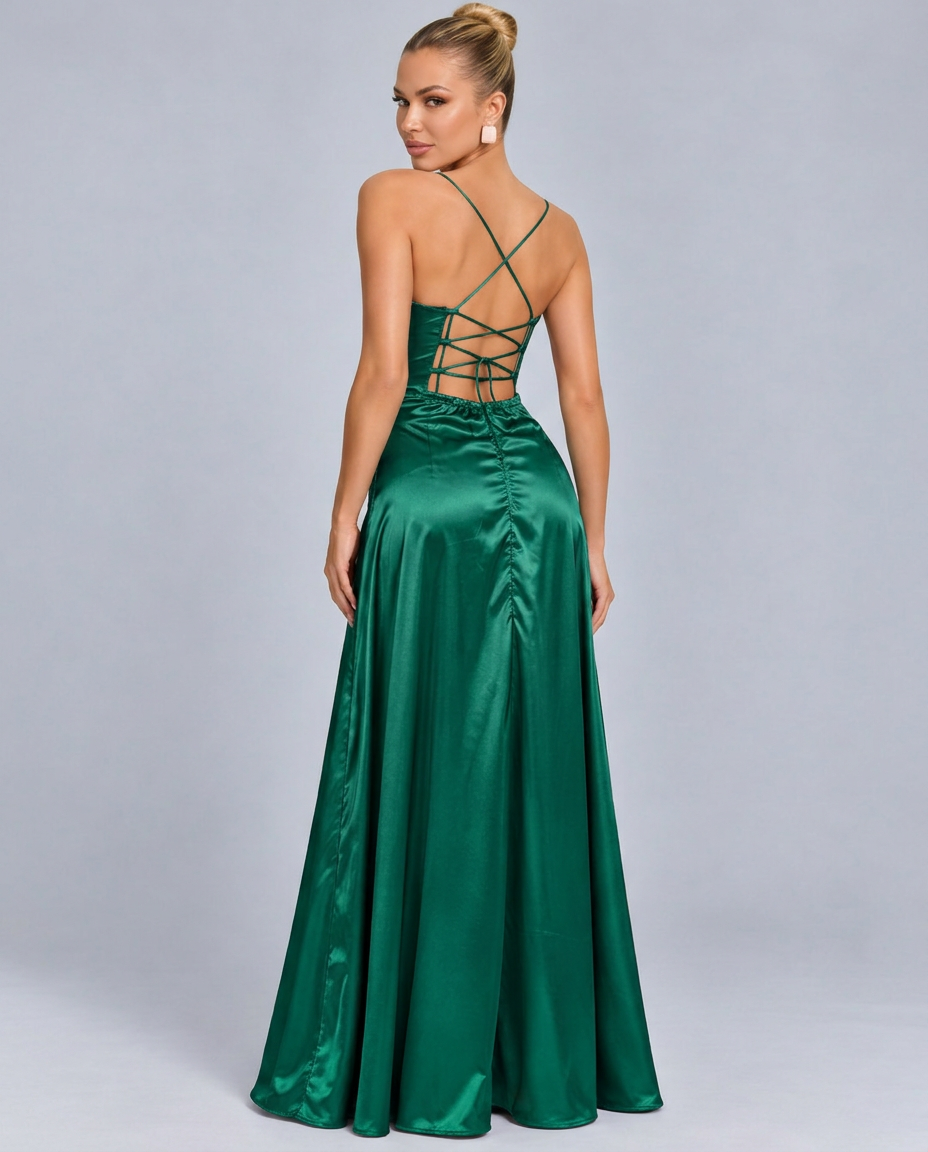 Tatum | Spaghetti Strap High Slit Evening Maxi Dress