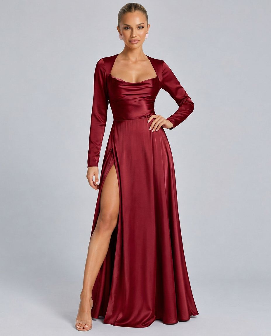 Tatum | Spaghetti Strap High Slit Evening Maxi Dress
