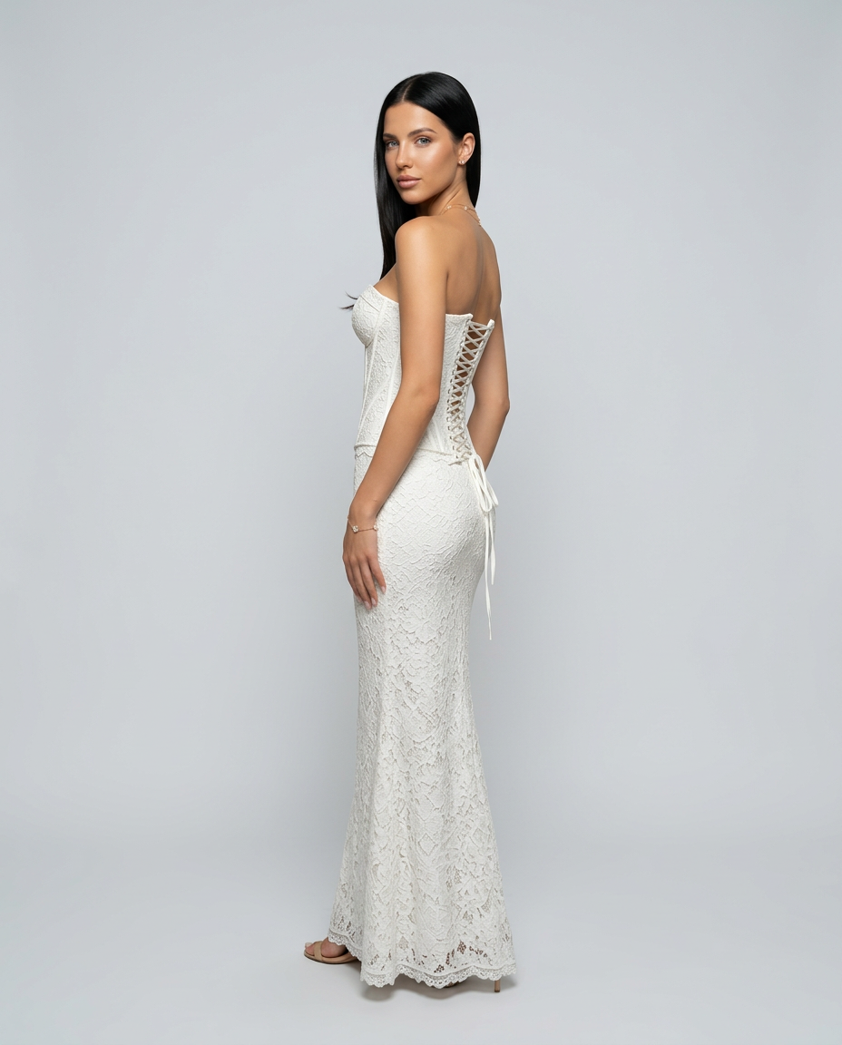 Josephine | Strapless Embroidered Wedding Guest Maxi Dress