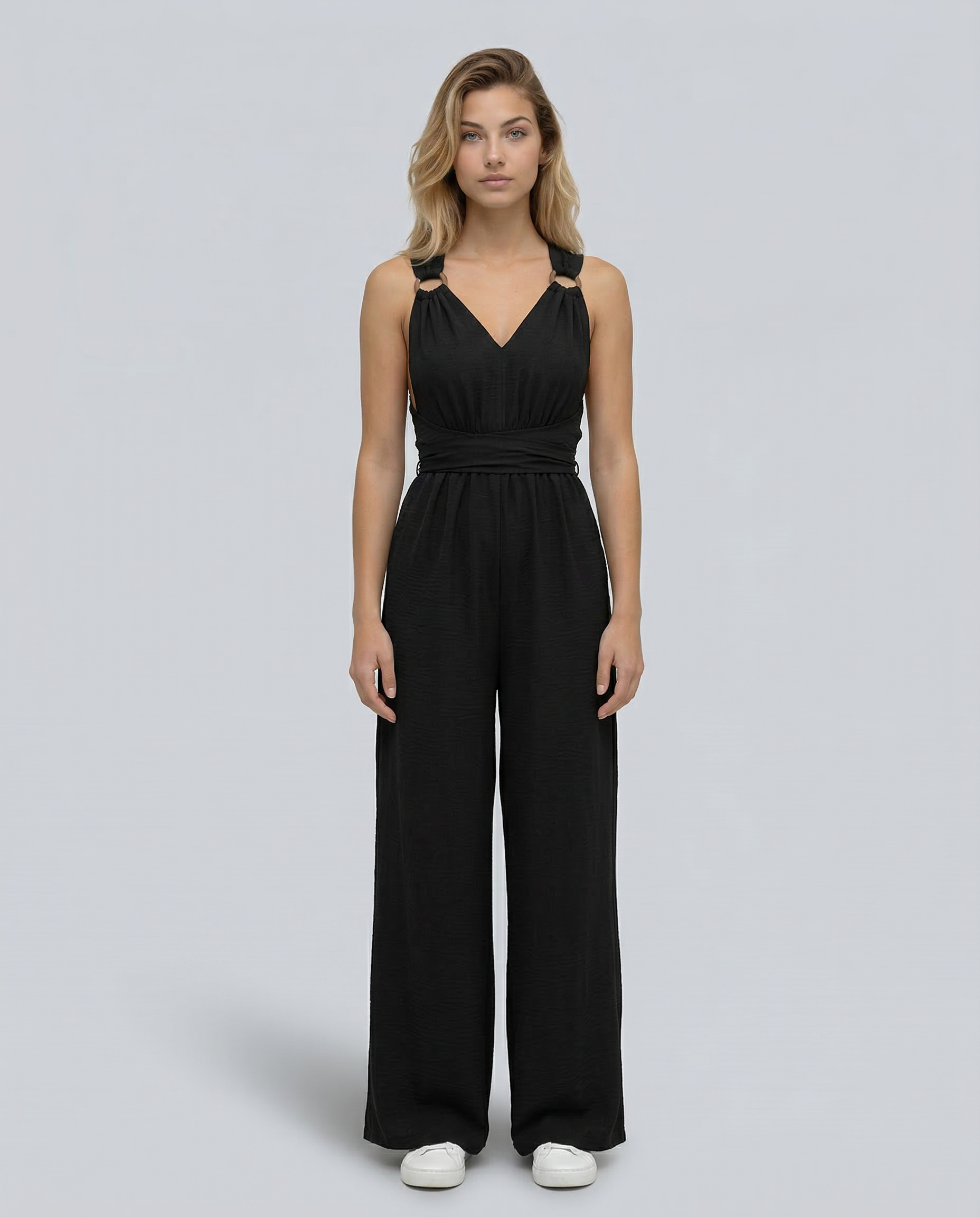 Leanne | Jumpsuit with Cross-Back Detail and Wide-Leg Fit