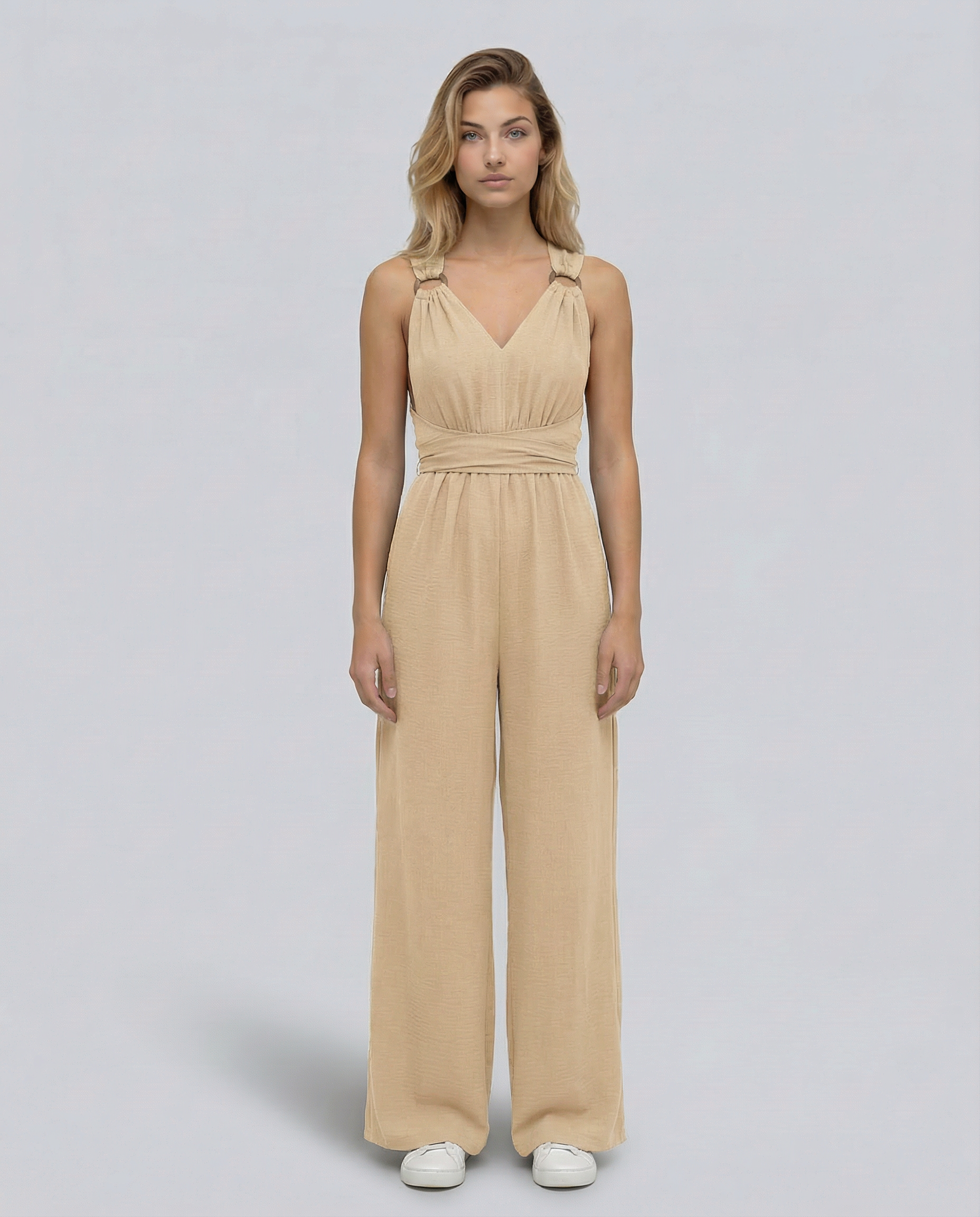 Leanne | Jumpsuit with Cross-Back Detail and Wide-Leg Fit