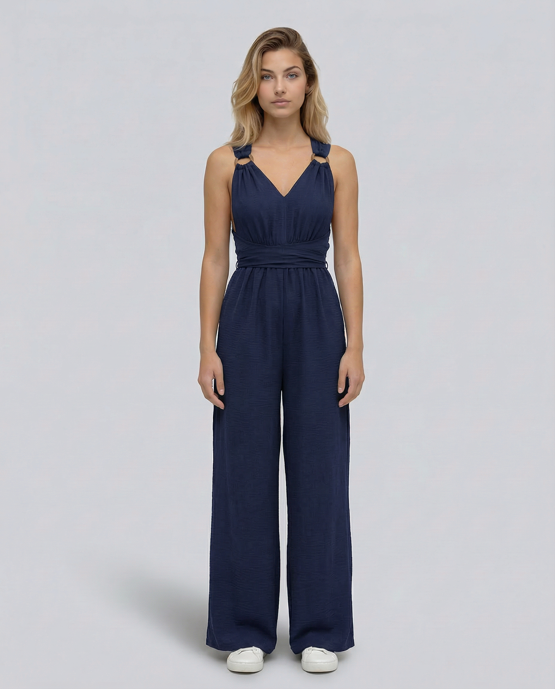 Leanne | Jumpsuit with Cross-Back Detail and Wide-Leg Fit