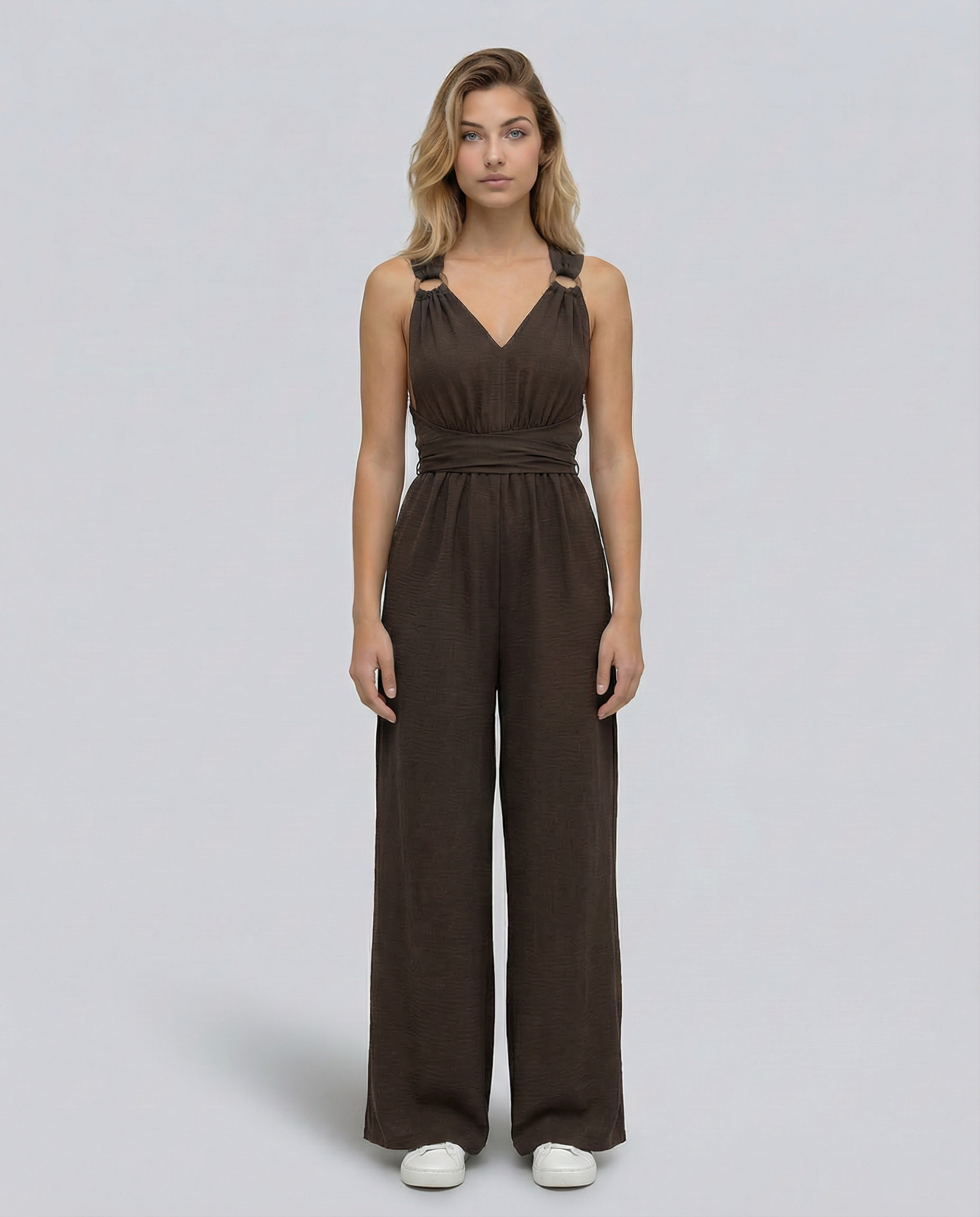 Leanne | Jumpsuit with Cross-Back Detail and Wide-Leg Fit