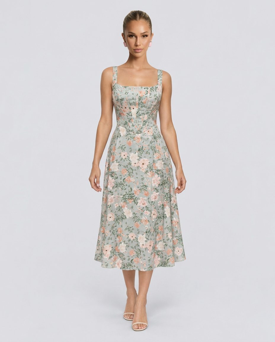 Dahlia | Floral Midi Party Dress