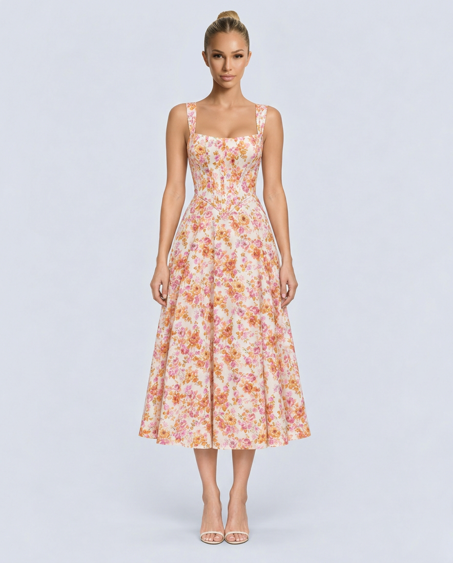 Dahlia | Floral Midi Party Dress