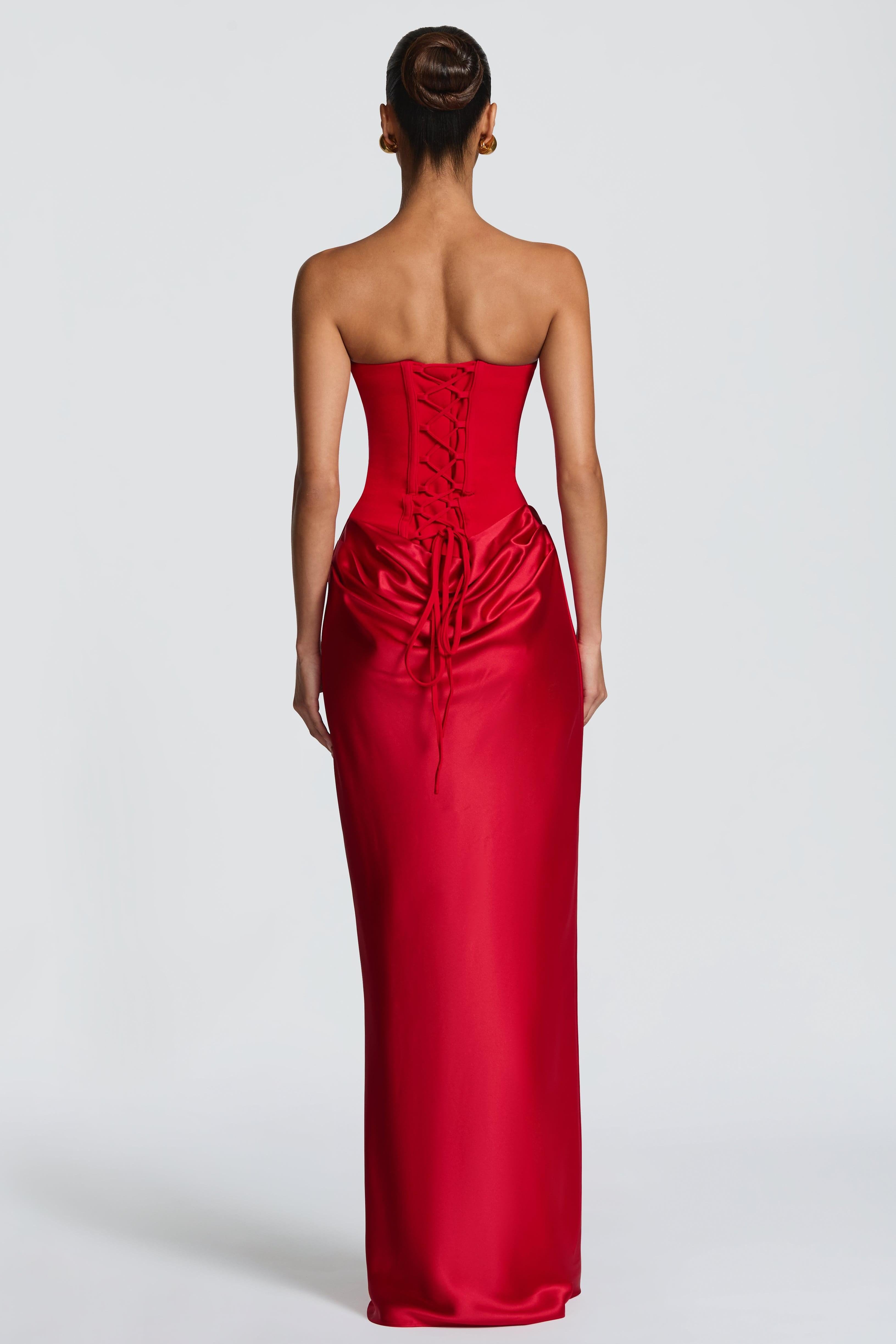 Lena | Satin-Look Tie-Up Maxi Dress