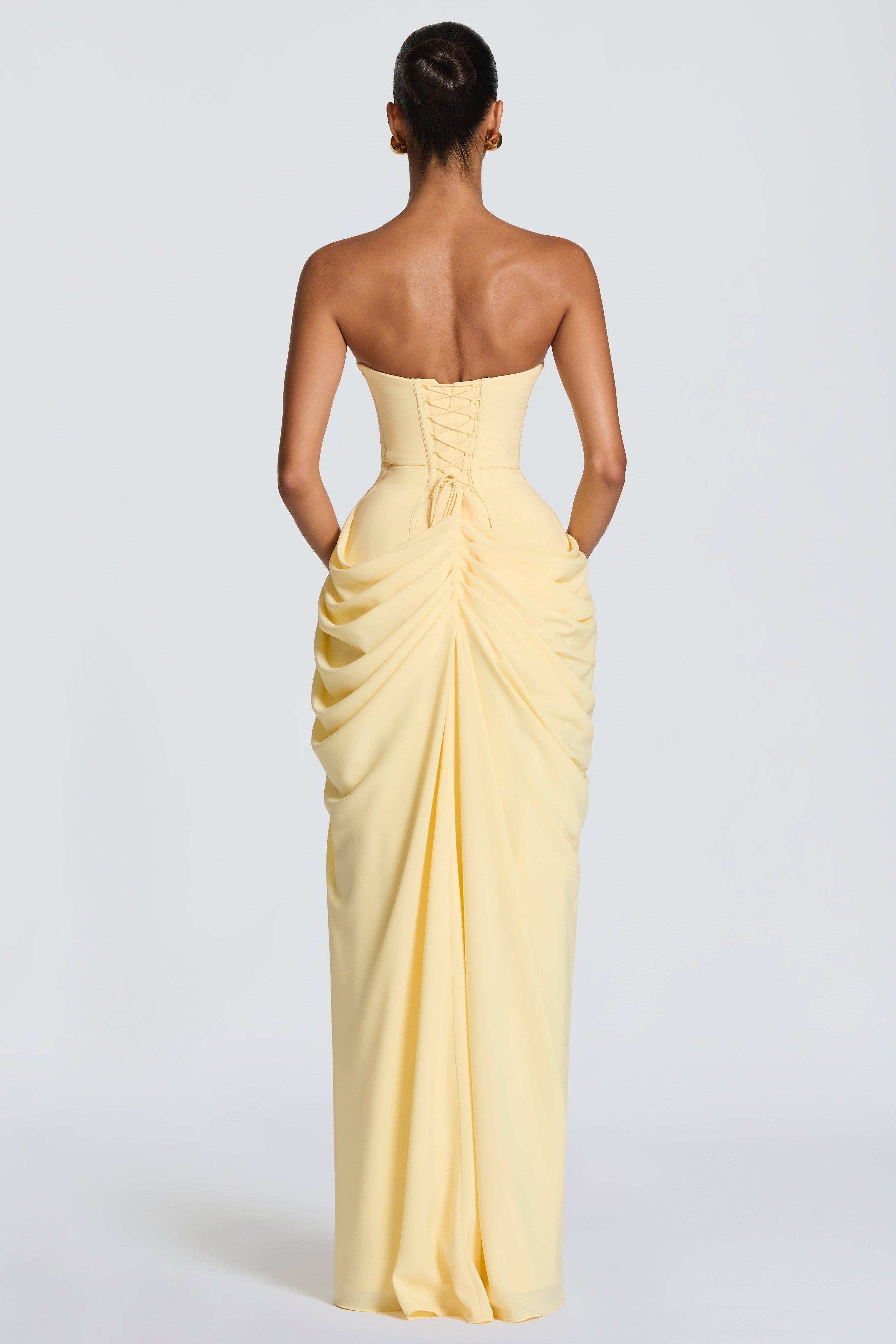Odette | Strapless Gathered Corset Maxi Dress