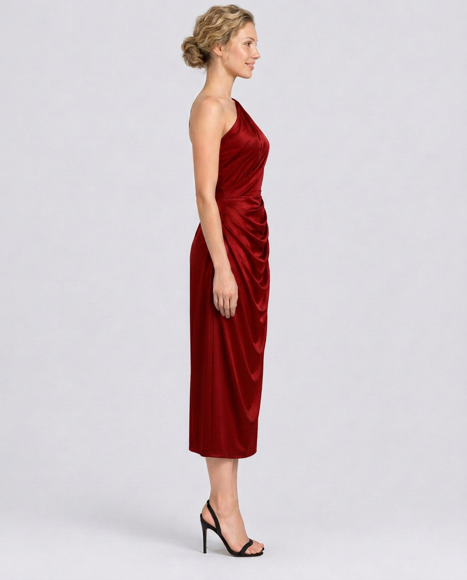 Selene | One Shoulder Satin Midi