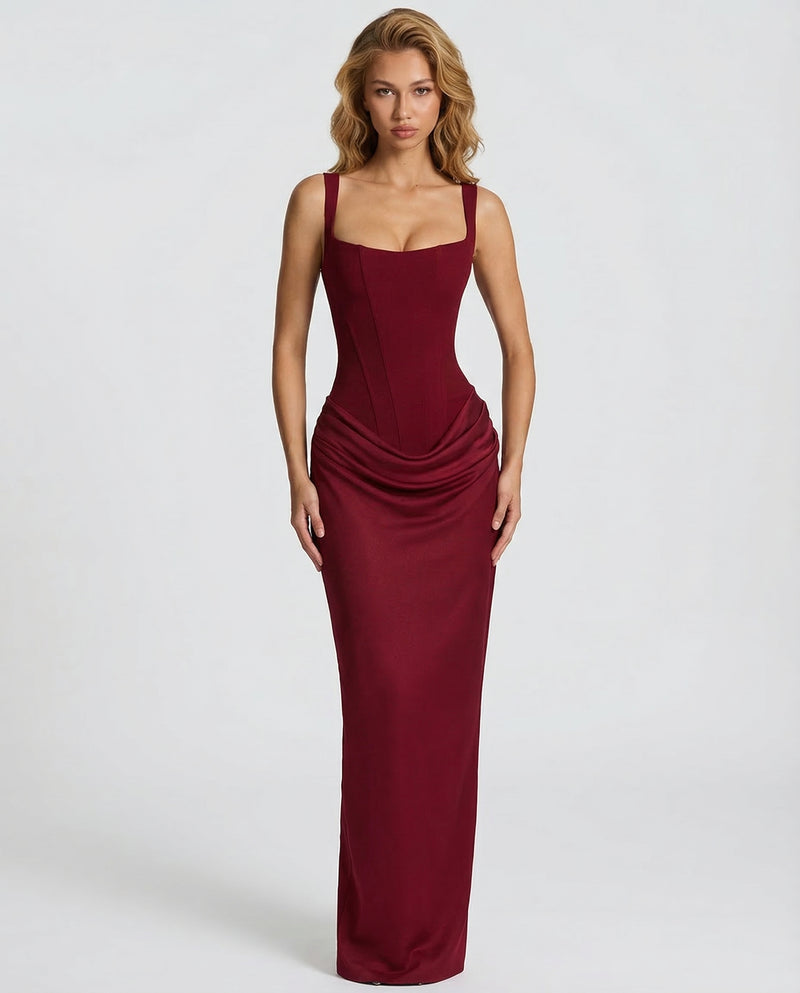 Faye | Corset Draped Maxi Dress