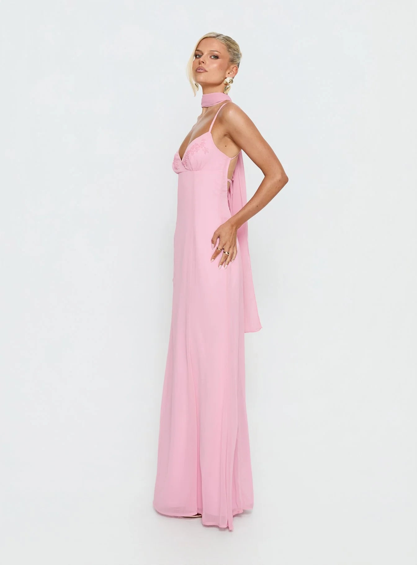 Jadira | Scarf Detail Wedding Guest Maxi Dress