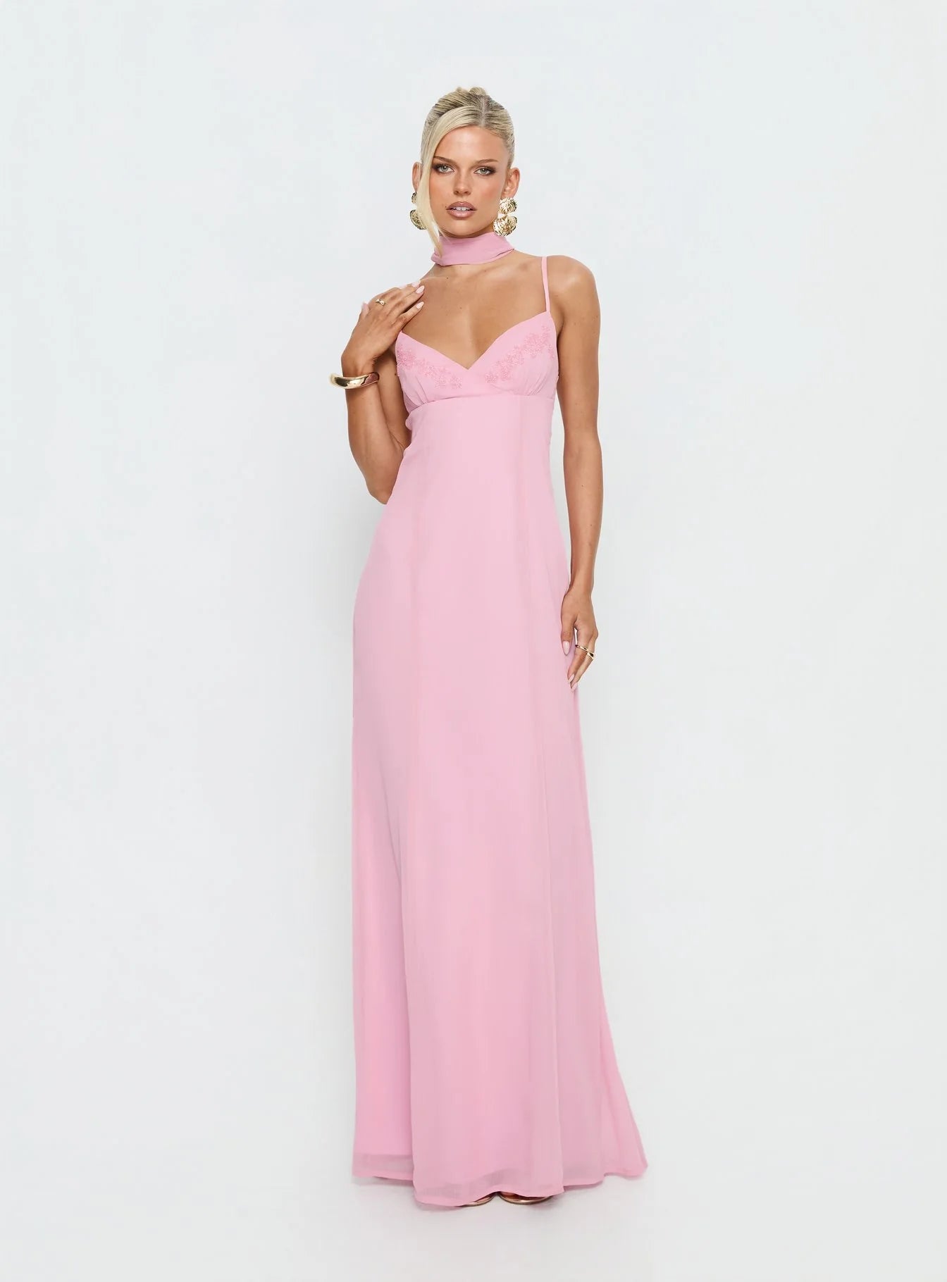 Jadira | Scarf Detail Wedding Guest Maxi Dress