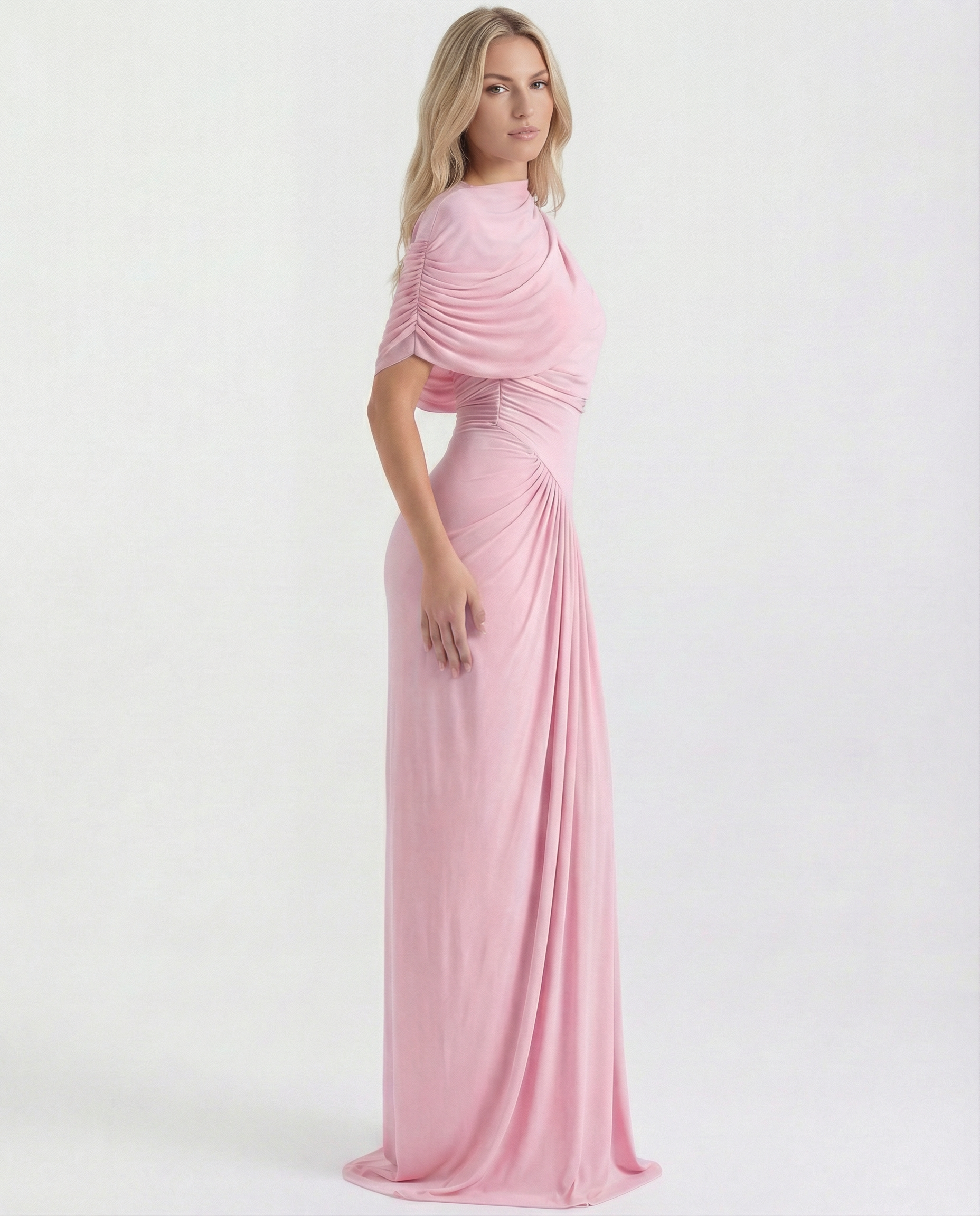 Beatriz | Maxi Dress with Draped High Neck and Ruched Detail