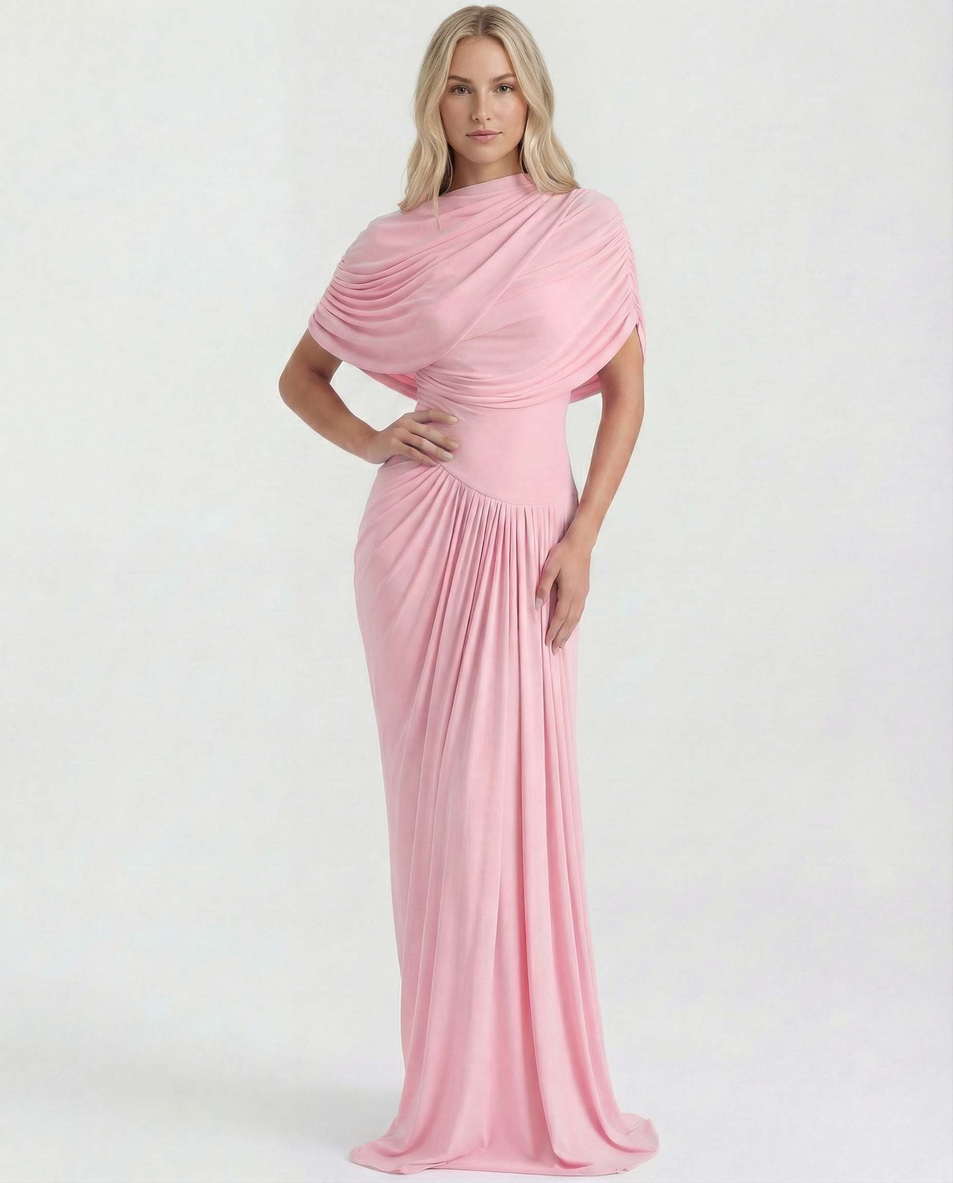 Beatriz | Maxi Dress with Draped High Neck and Ruched Detail