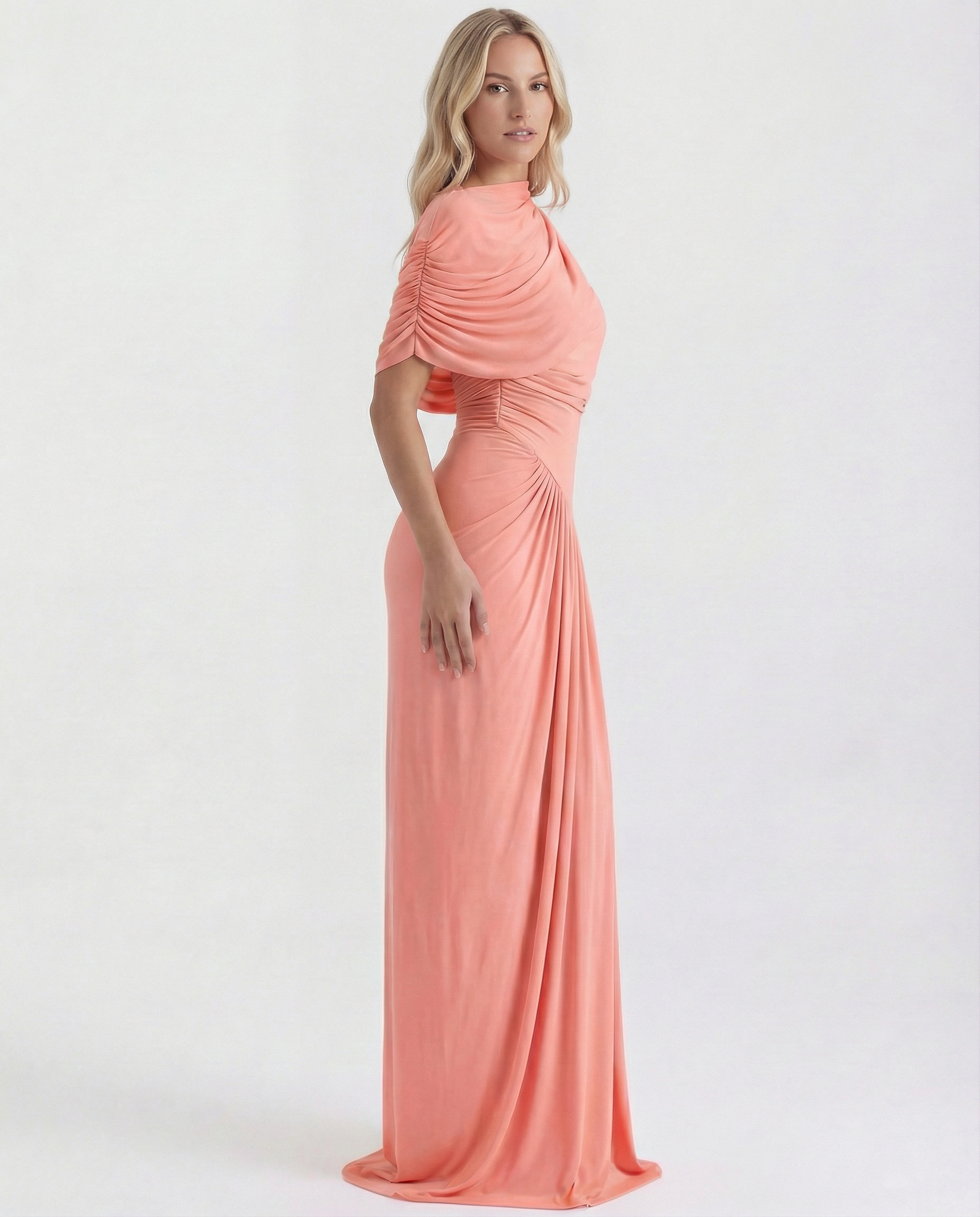 Beatriz | Maxi Dress with Draped High Neck and Ruched Detail