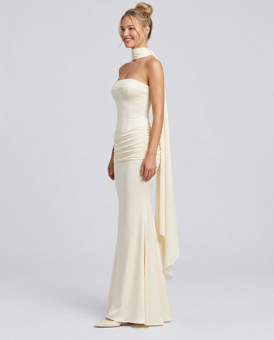 Soleil | Strapless Ruched Maxi Dress