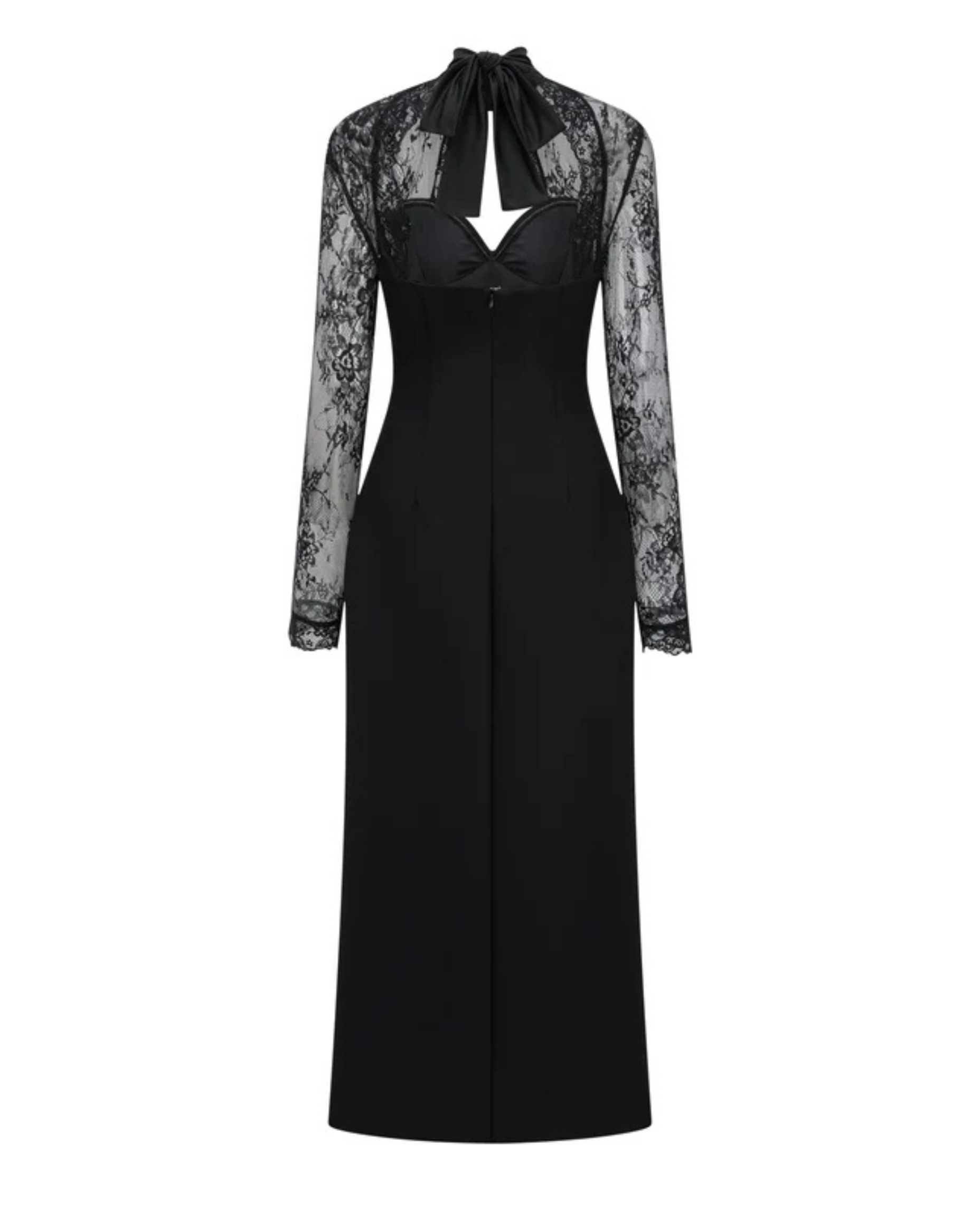 Allison | Black Lace Panel Maxi Dress