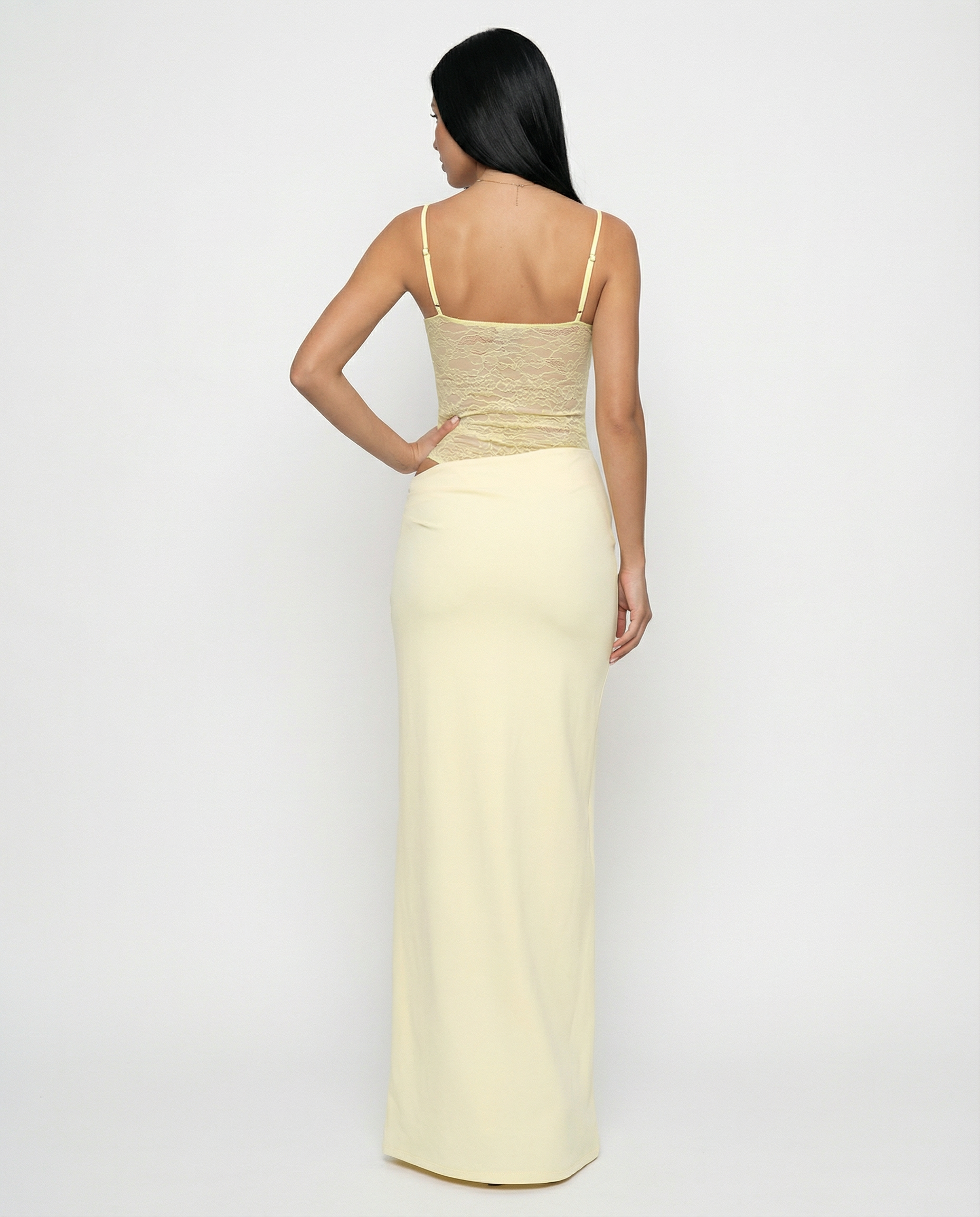 Leah | Lace Panel Tie-Shoulder Maxi Dress