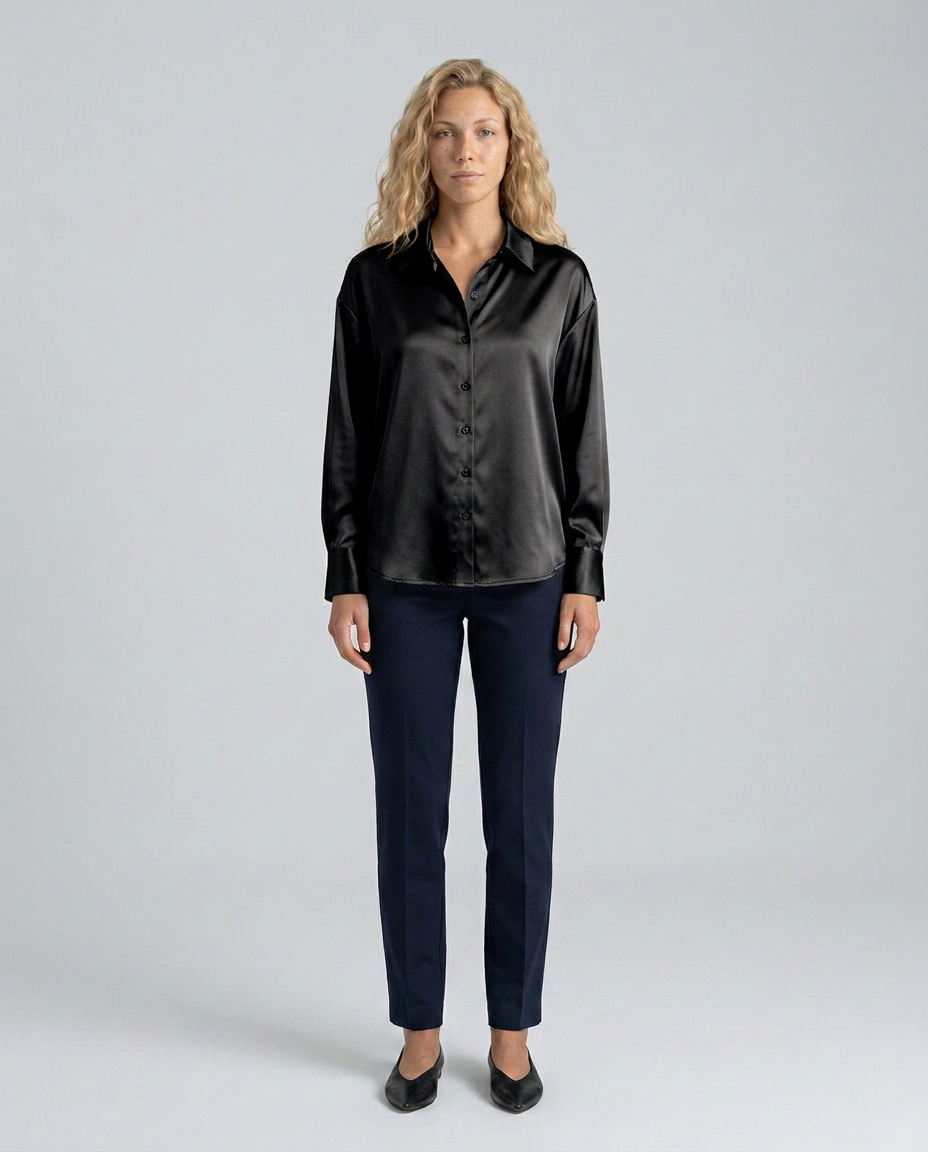 Vivelle | Satin-Look Long Sleeve Blouse
