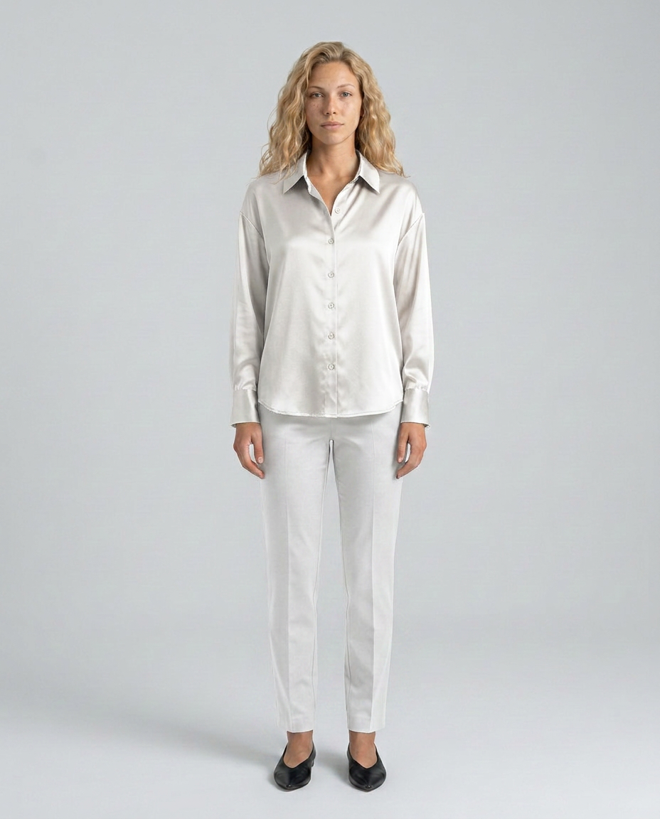 Vivelle | Satin-Look Long Sleeve Blouse