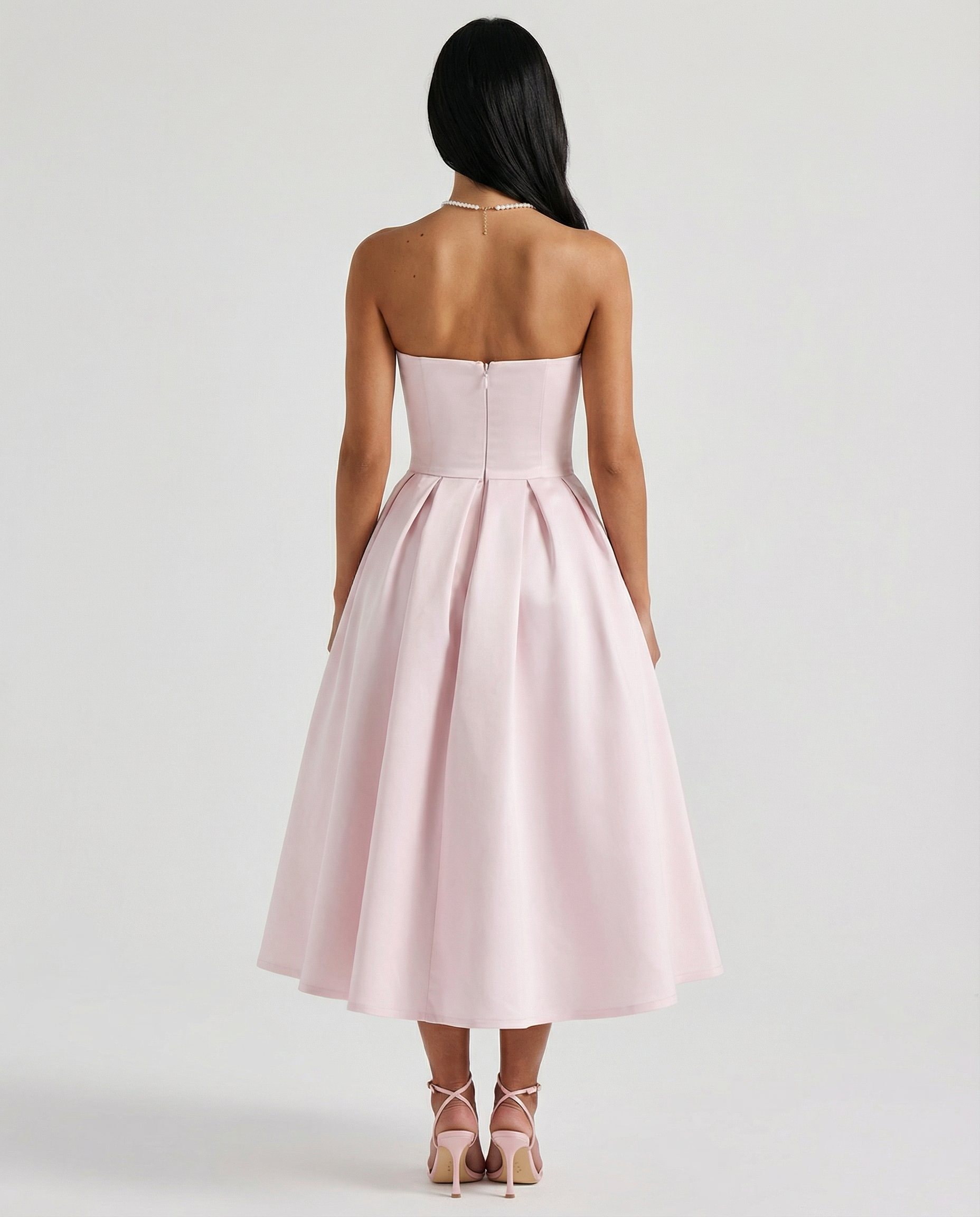 Ainsley | Midi Dress with Strapless Full Skirt