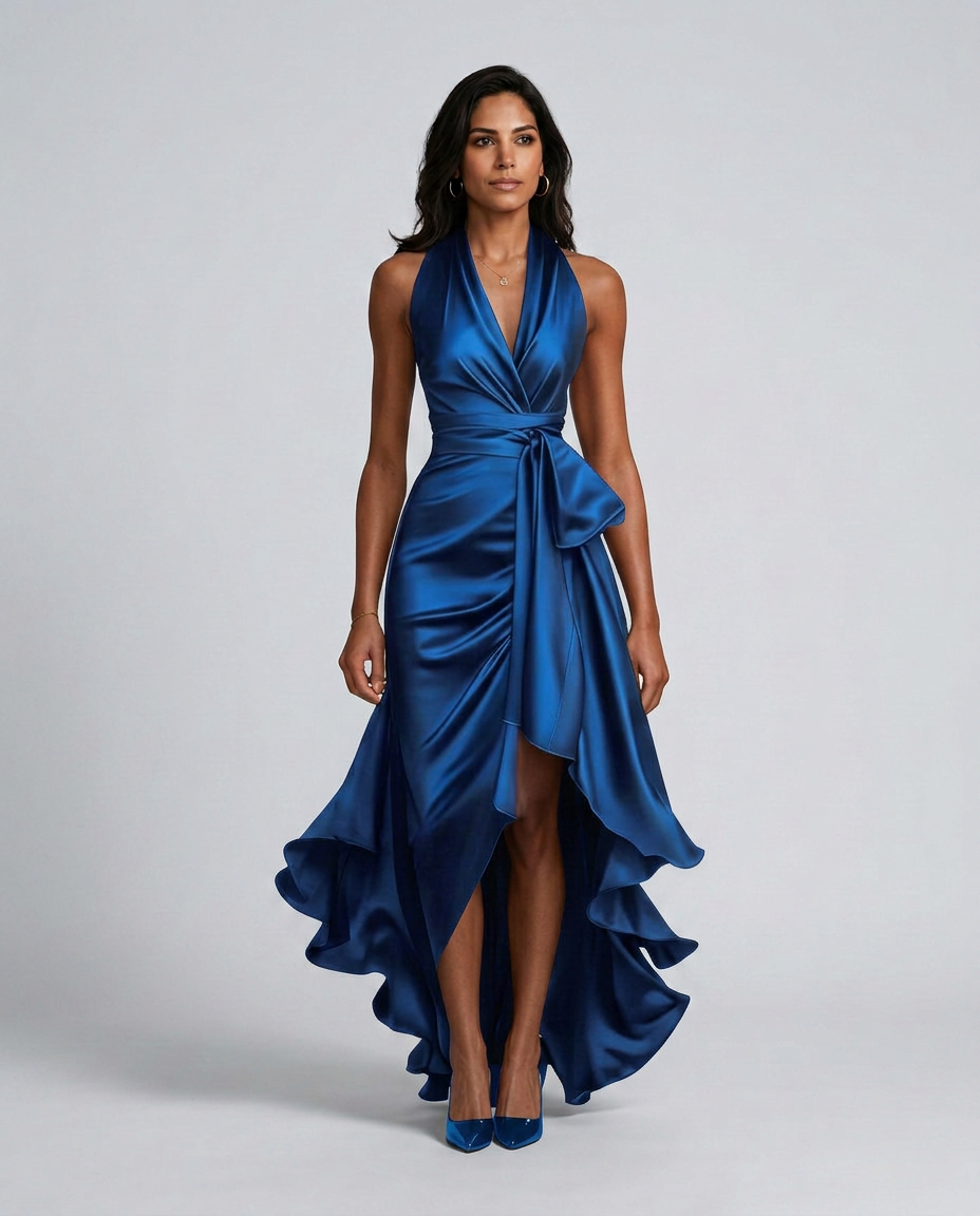 Beatrix | Halter Neck Satin-Look Maxi Dress