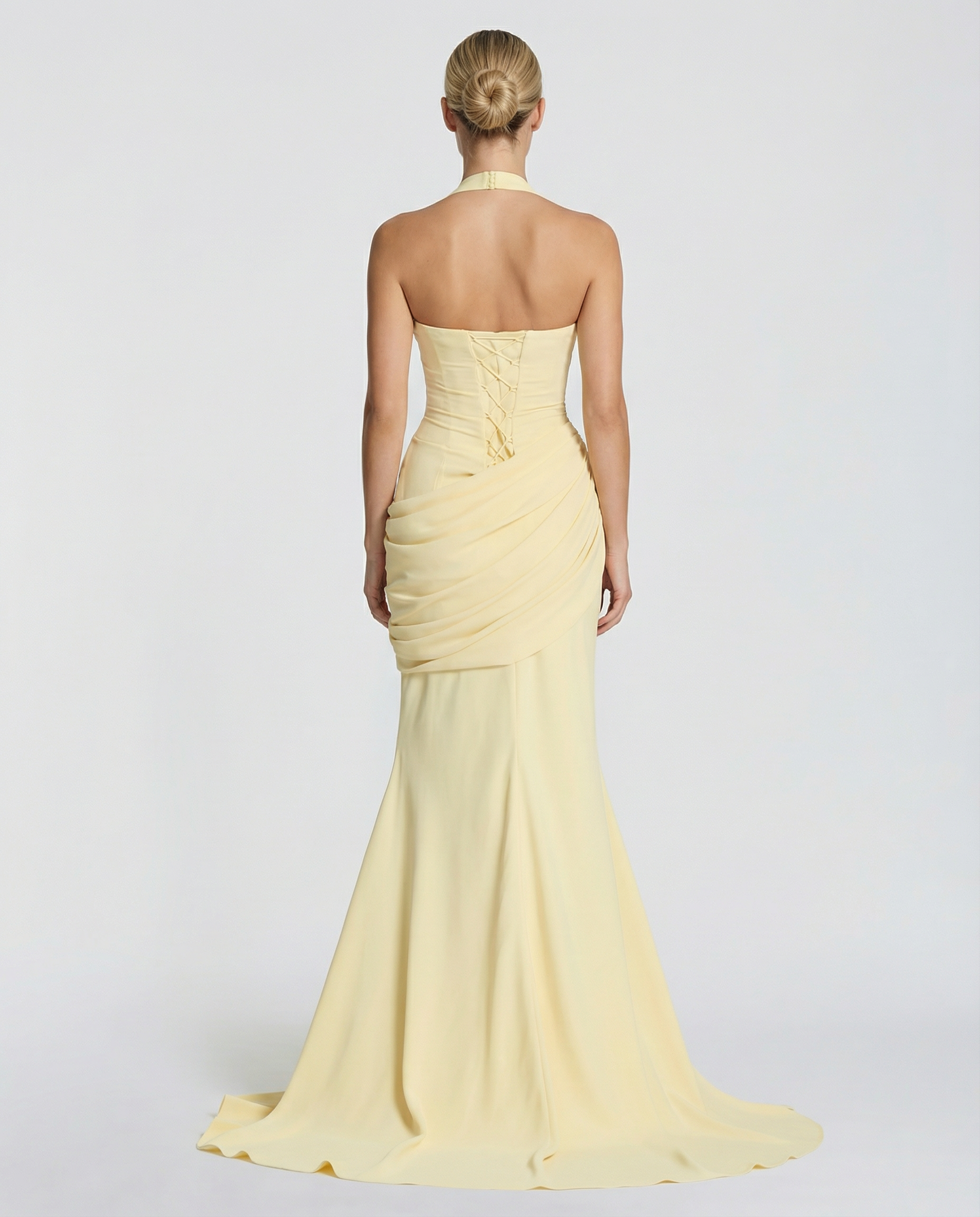 Nicole | Maxi Dress with Halched Neck and Ruched Skirt