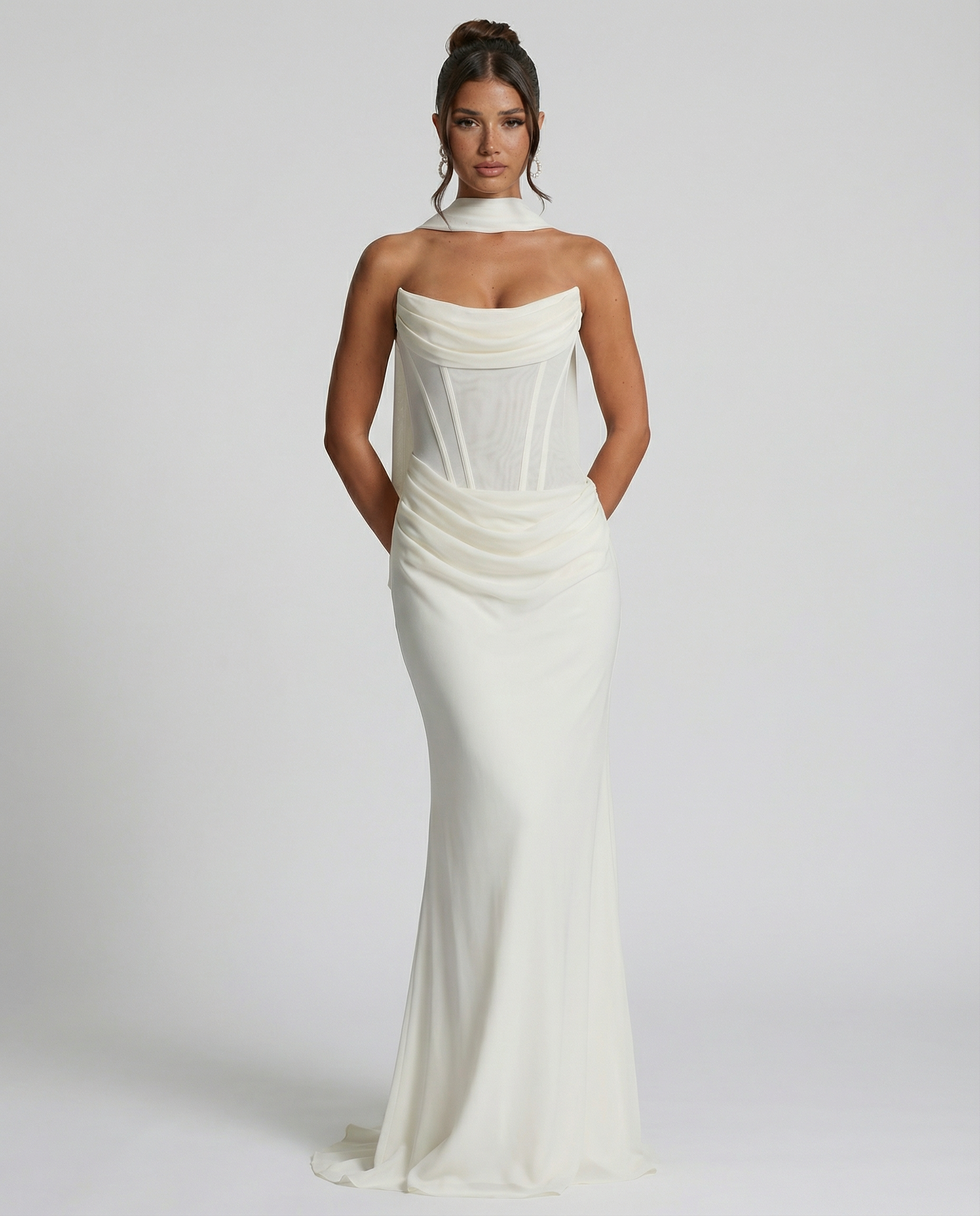 Aaliyah | Maxi Dress with Strapless Corset and Choker Scarf