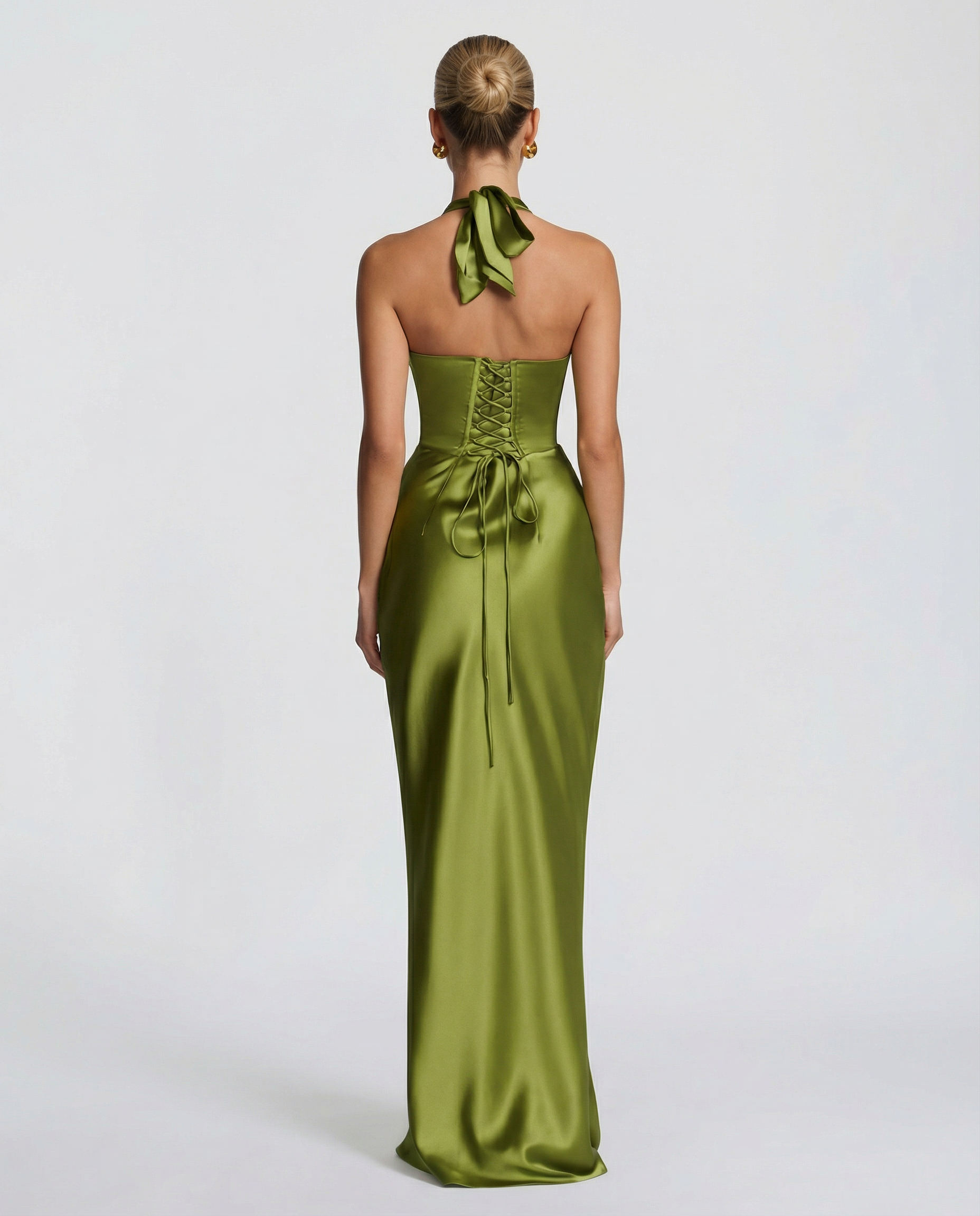 Sloane | Maxi Dress with Halter Neck Satin Corset