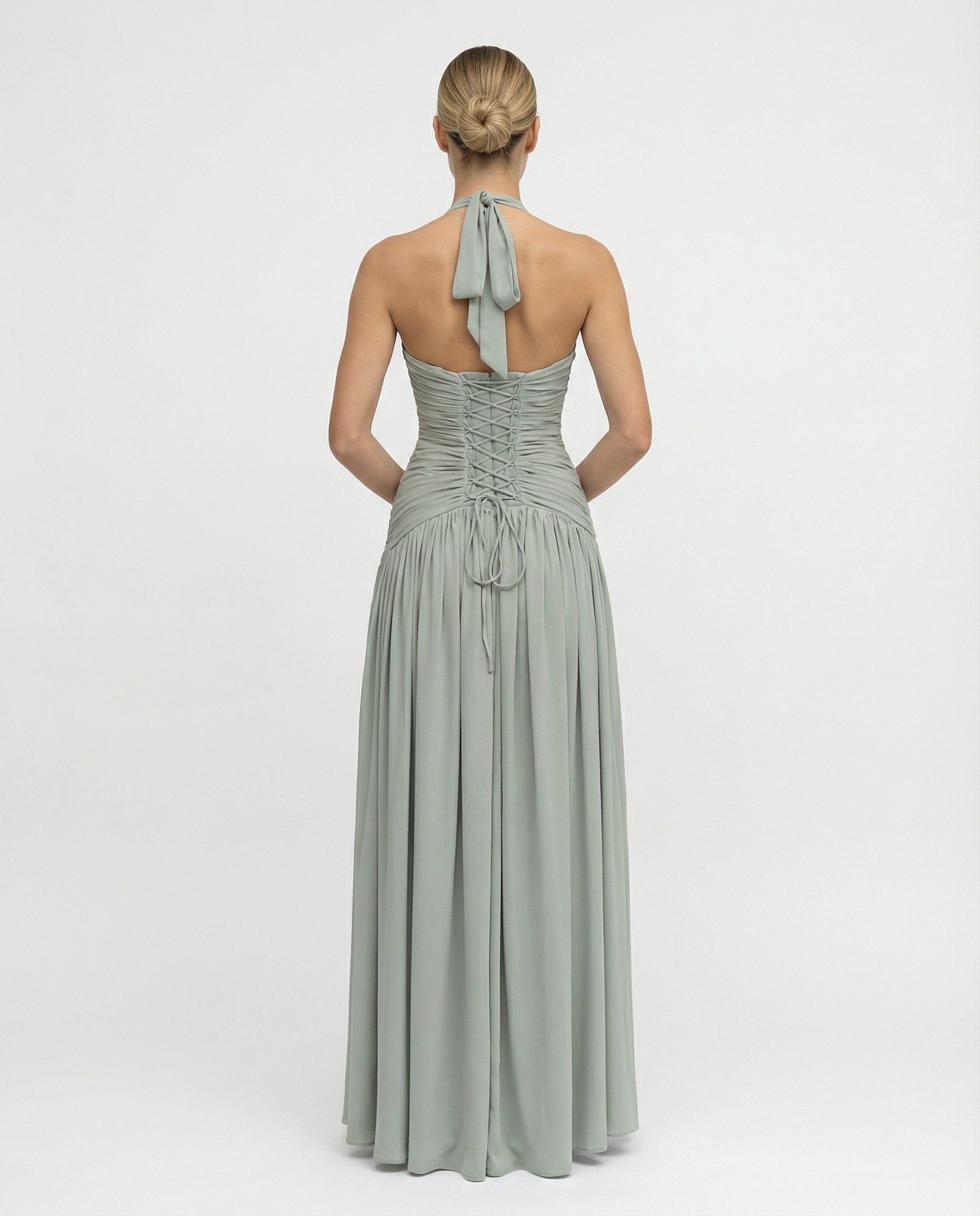Margaret | Maxi Dress with Halter Neck and Ruched Corset