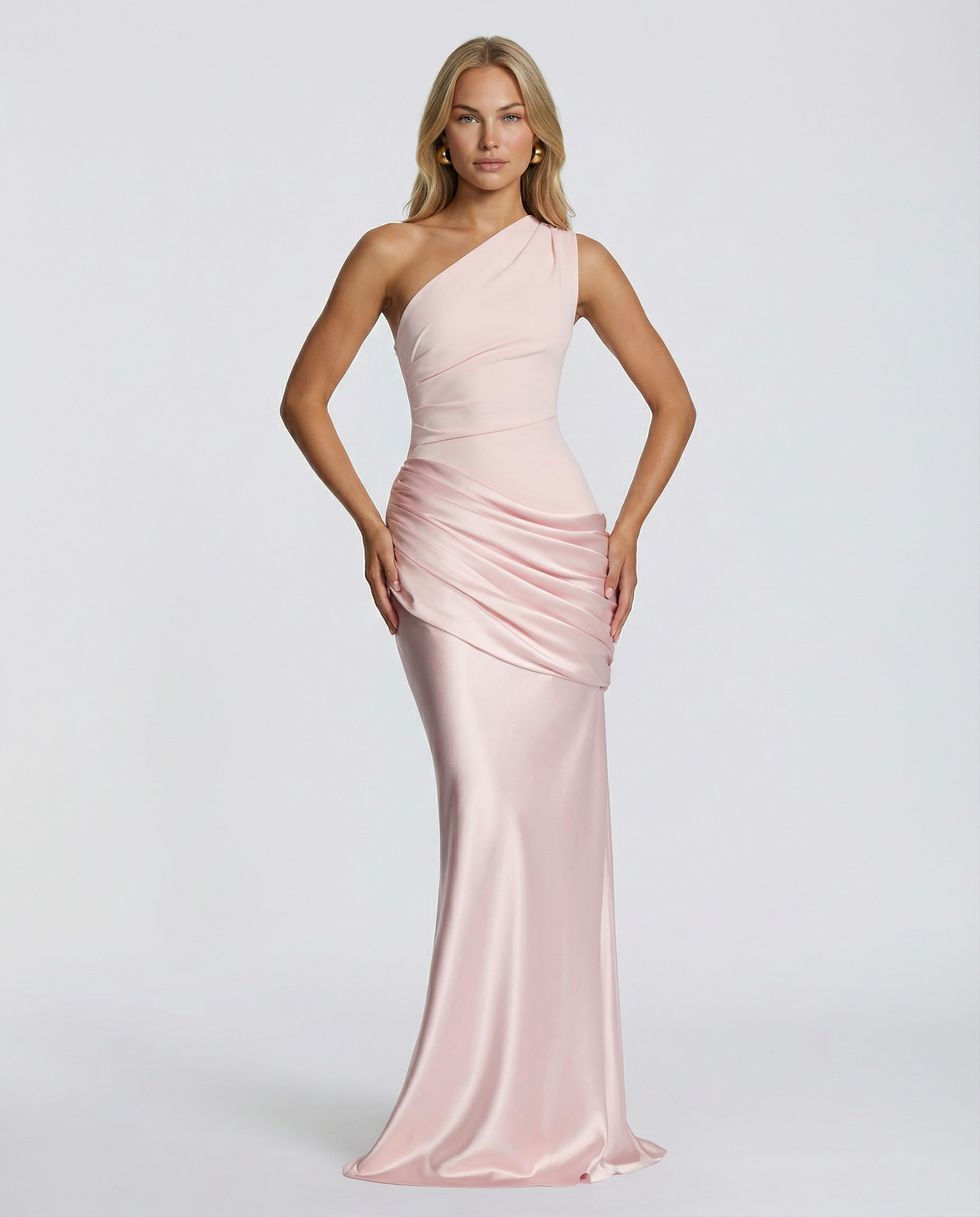 Alyssa | Maxi Dress with One-Shoulder Satin Drape