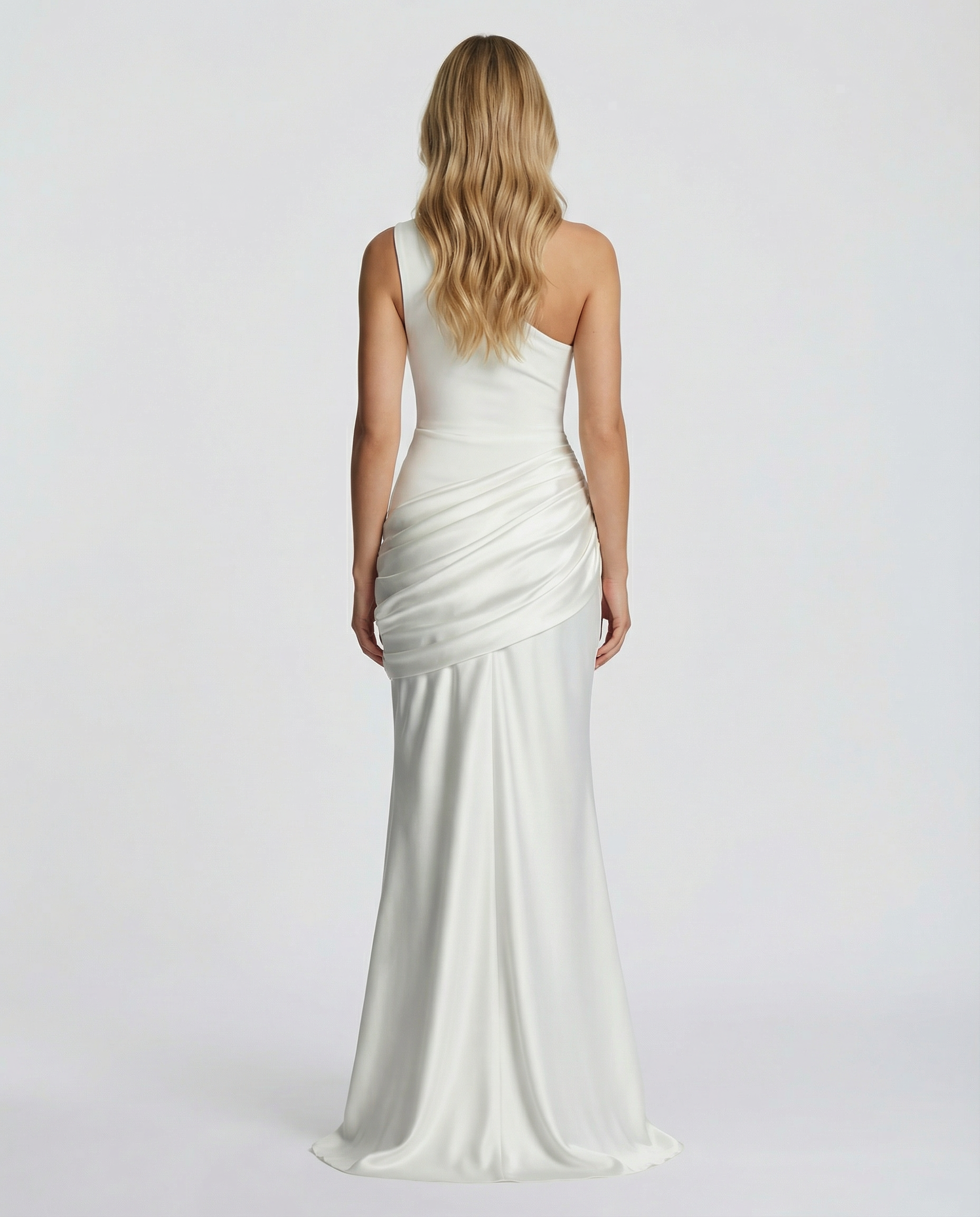 Alyssa | Maxi Dress with One-Shoulder Satin Drape