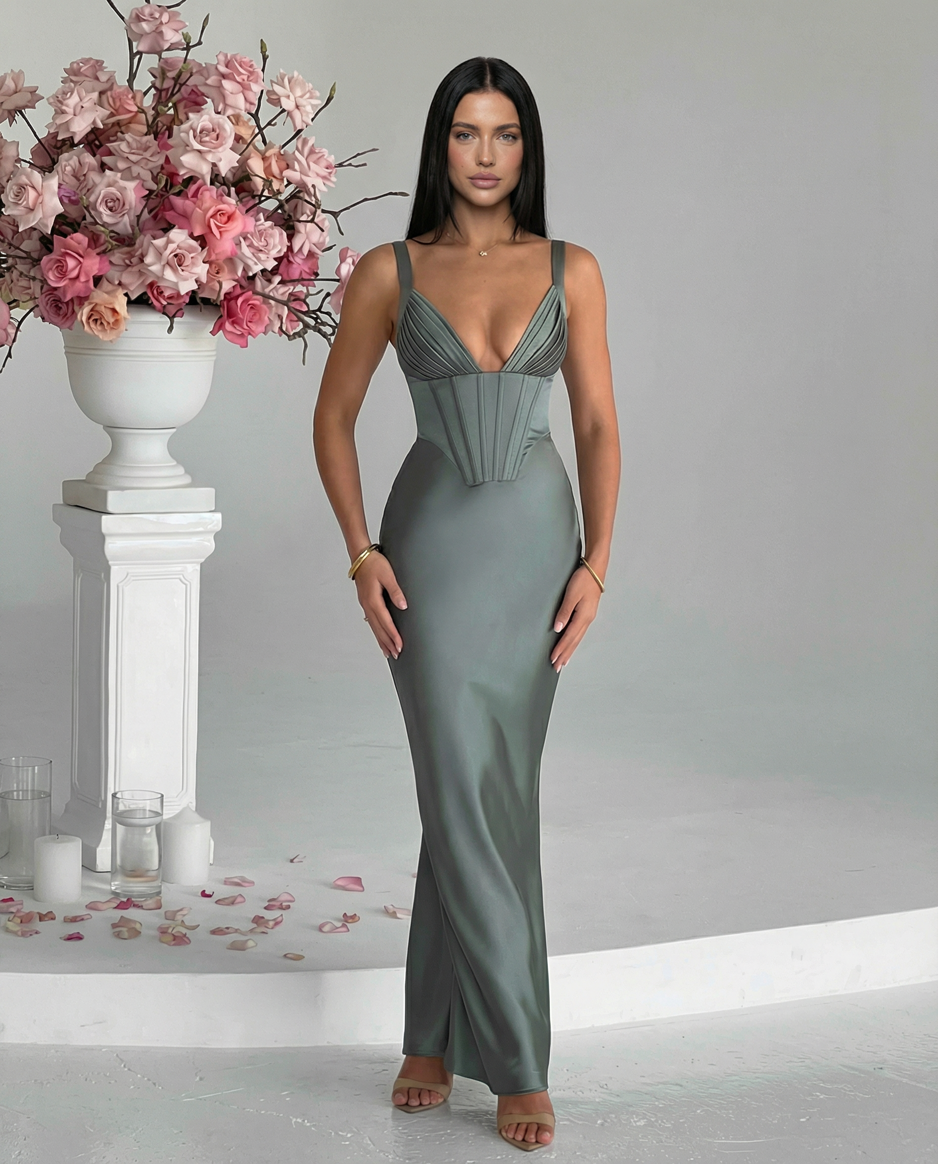 Genesis | Maxi Dress with Structured Corset Bodice