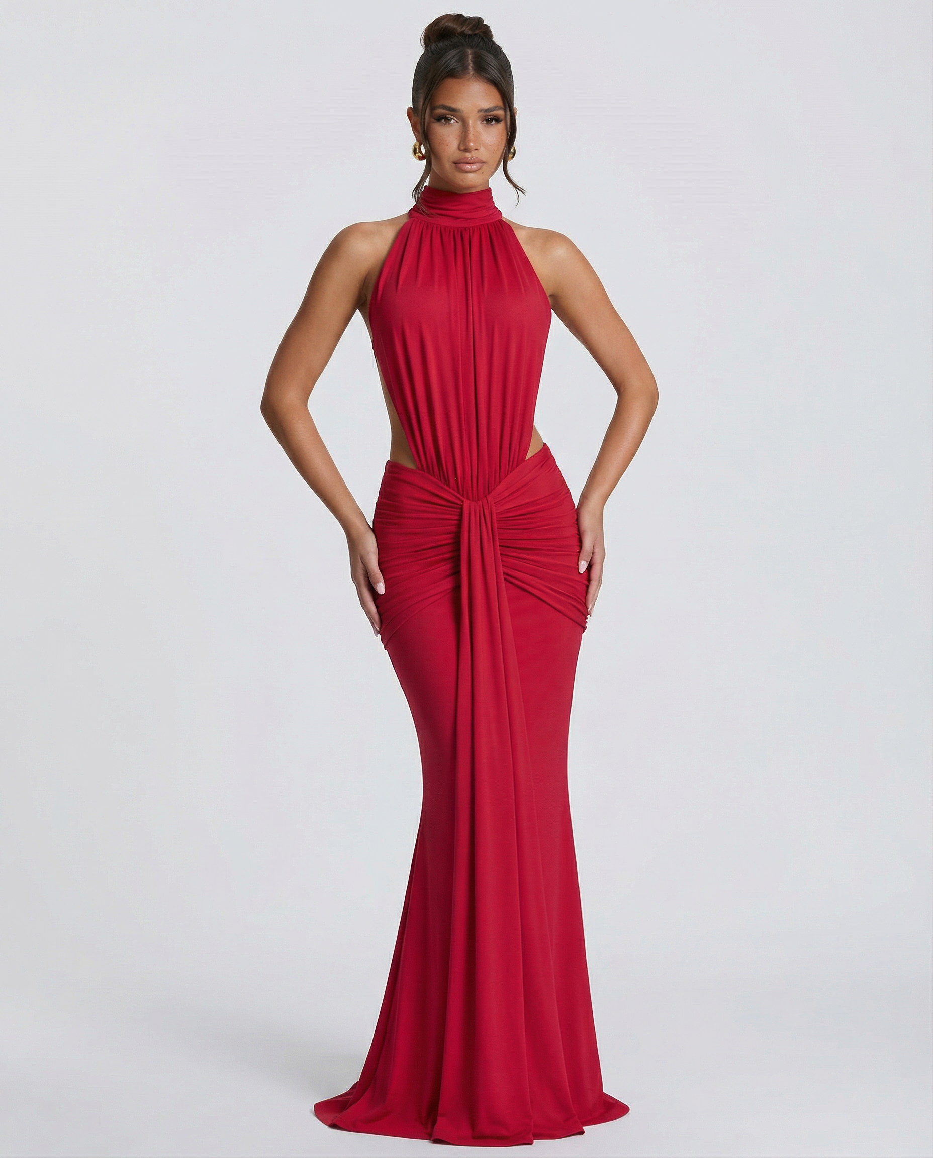 Joanna | Maxi Dress with Halter Neck and Ruched Waist
