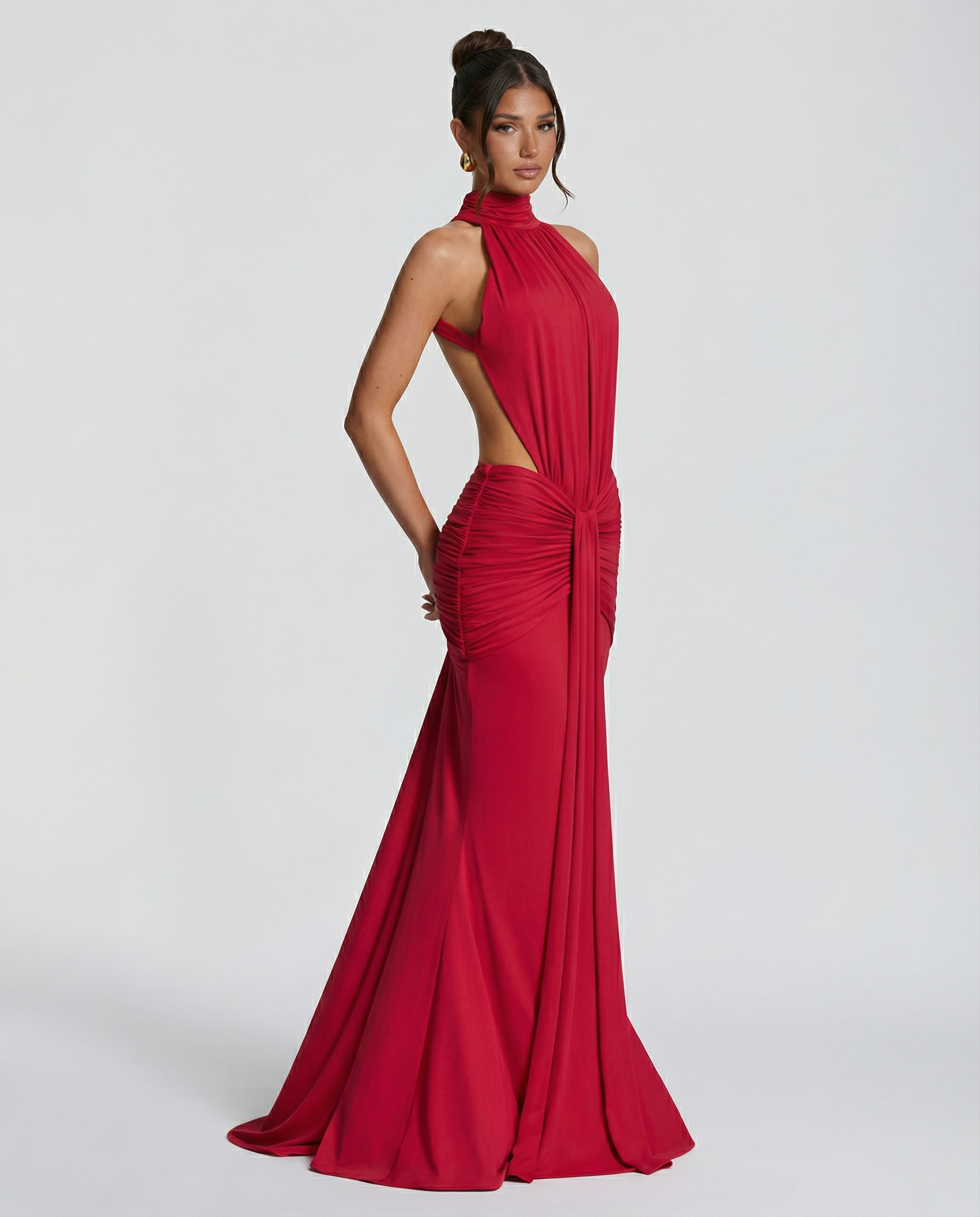 Joanna | Maxi Dress with Halter Neck and Ruched Waist