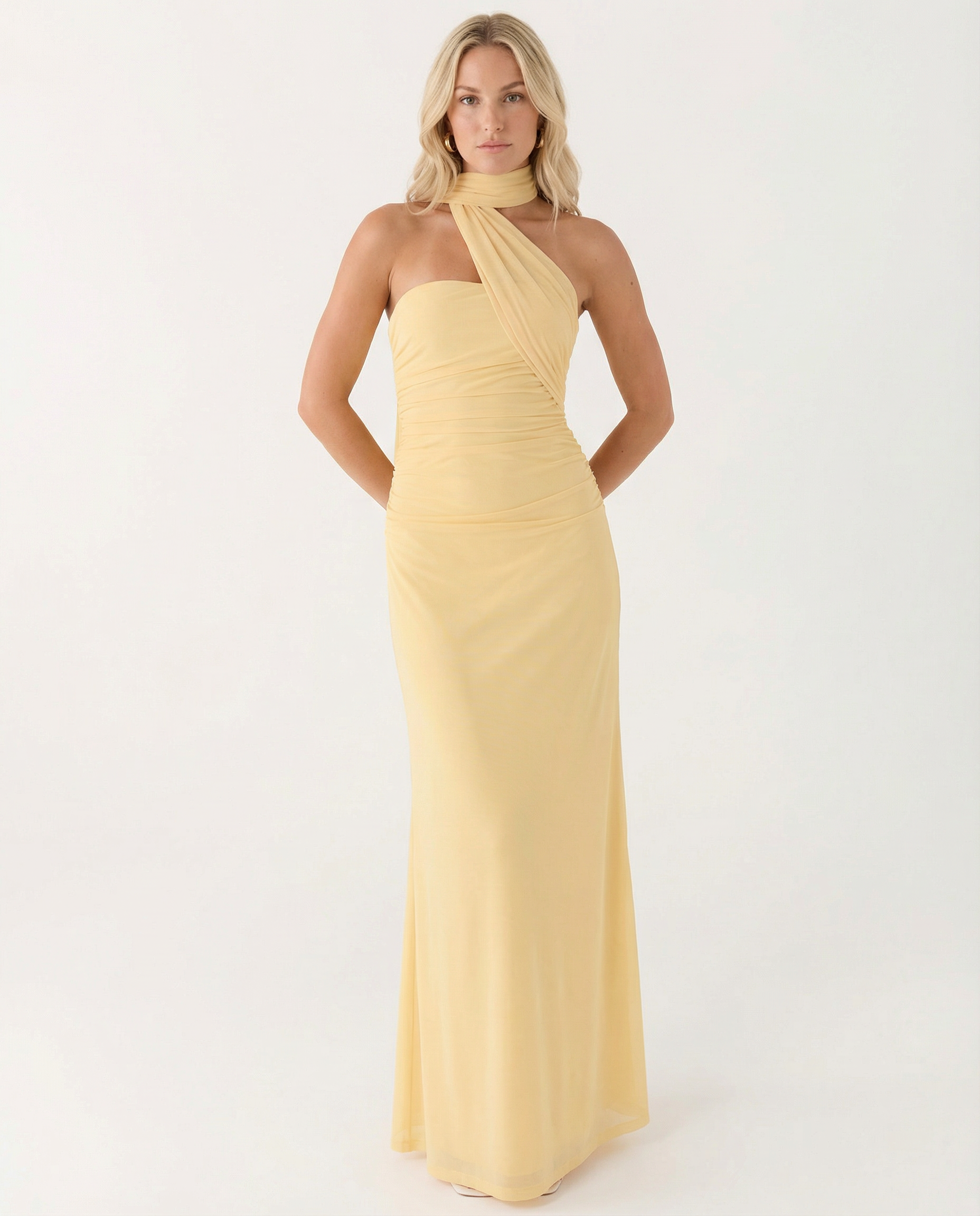Lindsay | Maxi Dress with One-Shoulder Scarf Neckline