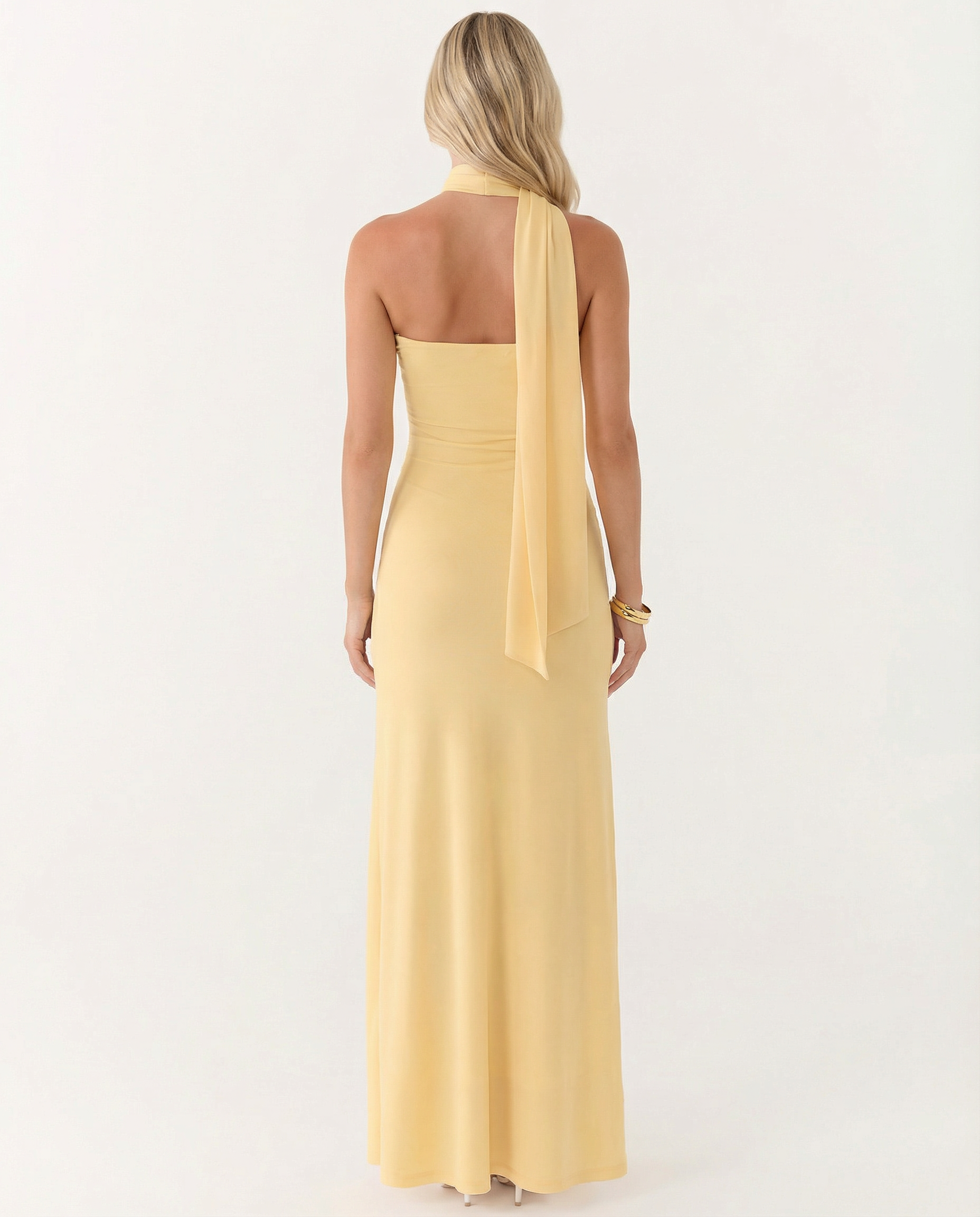 Lindsay | Maxi Dress with One-Shoulder Scarf Neckline