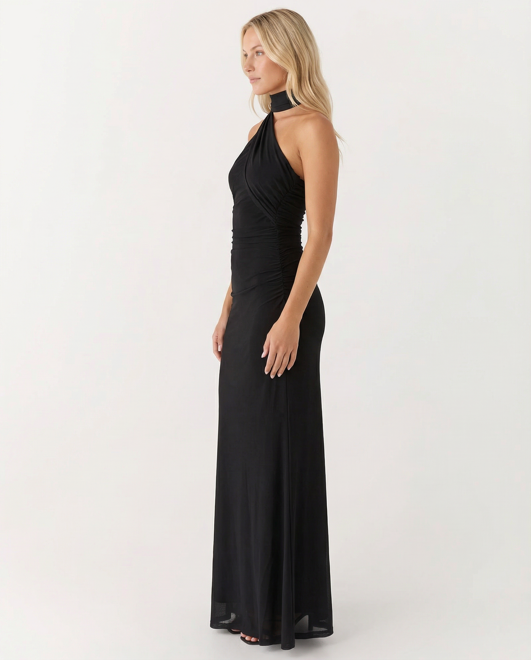 Lindsay | Maxi Dress with One-Shoulder Scarf Neckline