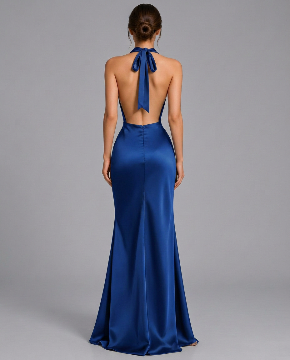 Talia | Swing Collar Sleeveless Satin Maxi Dress
