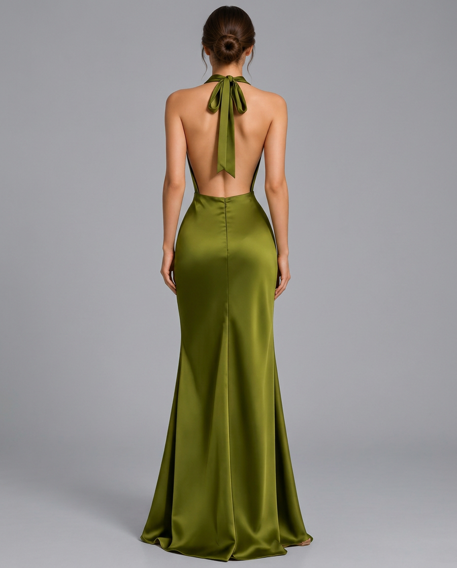 Talia | Swing Collar Sleeveless Satin Maxi Dress