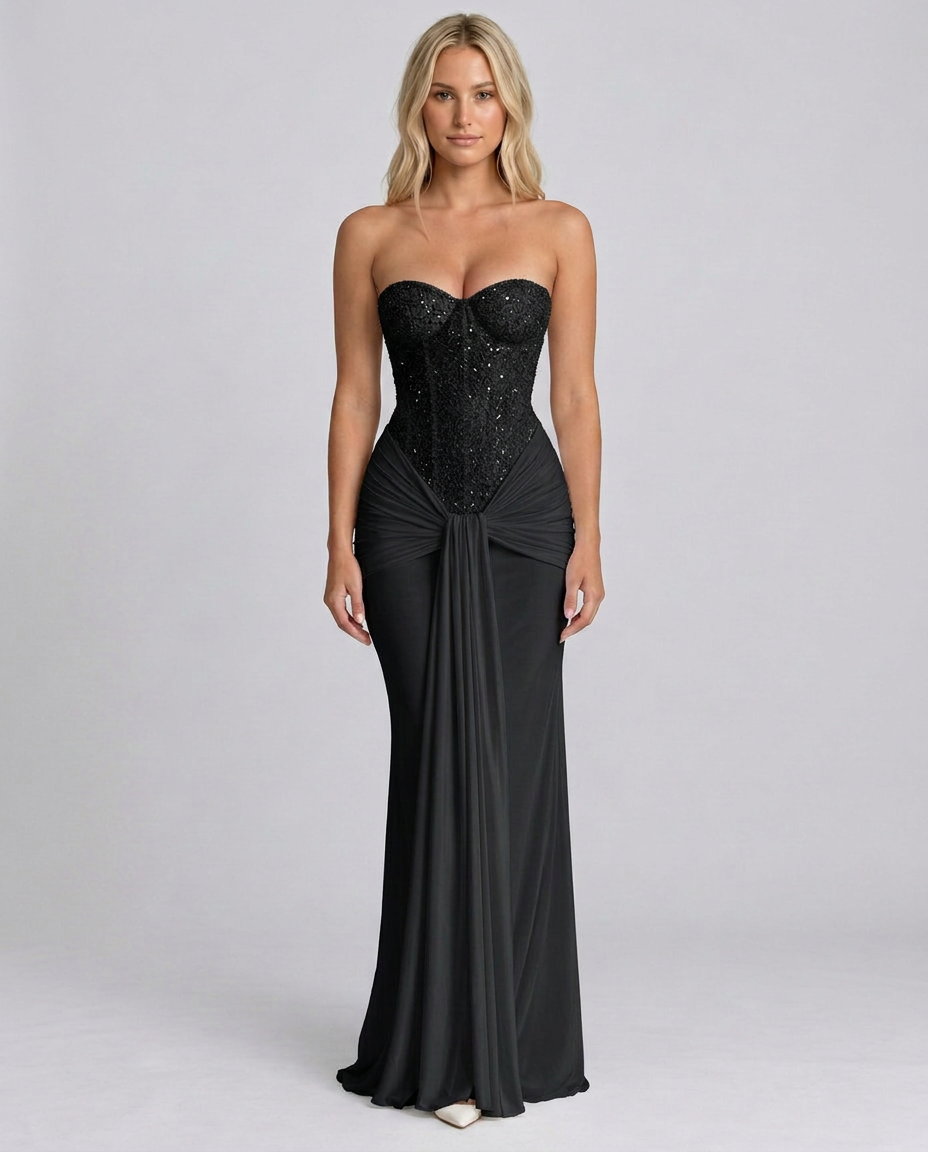 Ada | Sequin Off-Shoulder Sweetheart Maxi Dress