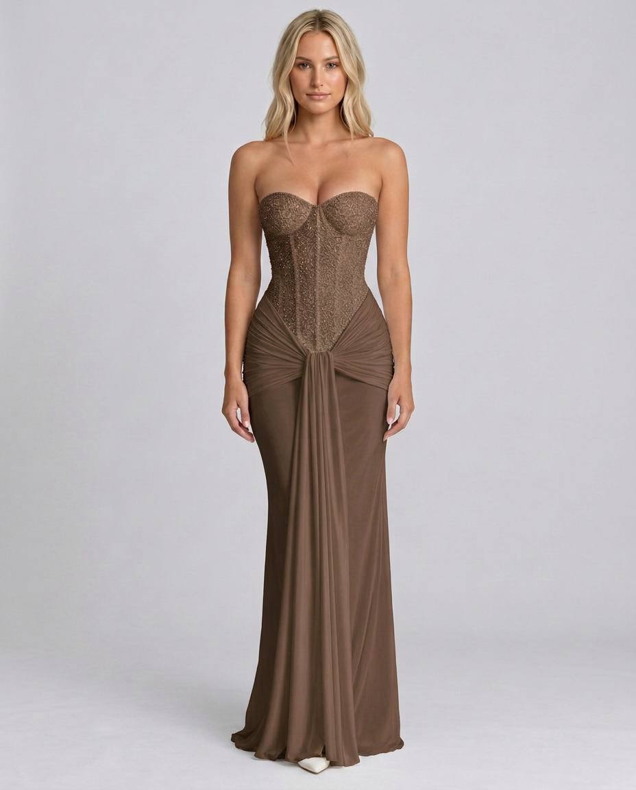 Ada | Sequin Off-Shoulder Sweetheart Maxi Dress