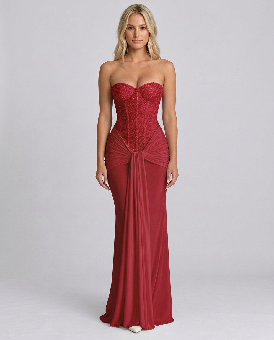 Ada | Sequin Off-Shoulder Sweetheart Maxi Dress