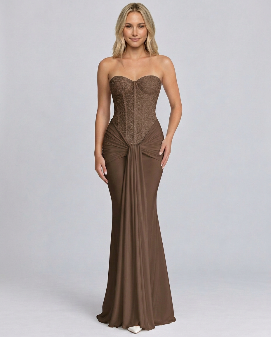 Ada | Sequin Off-Shoulder Sweetheart Maxi Dress