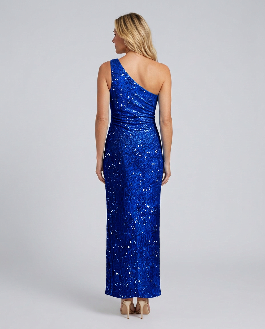 Odette | One-Shoulder Sequin Slit Maxi Dress